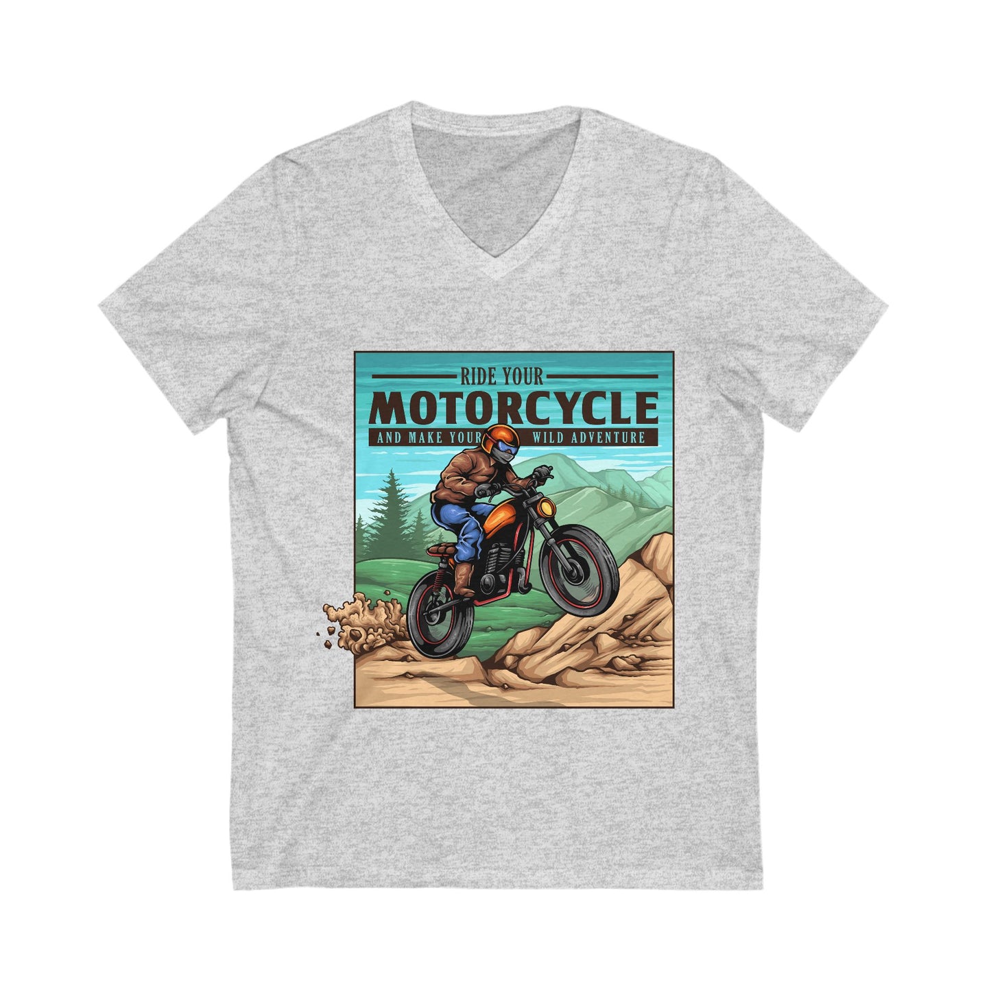 Mountain Ride - File Unisex Short Sleeve V-neck Tshirt