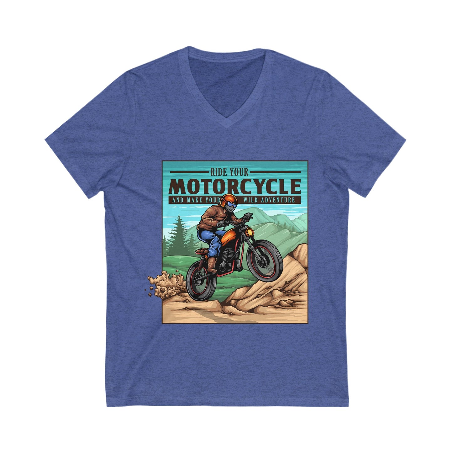 Mountain Ride - File Unisex Short Sleeve V-neck Tshirt