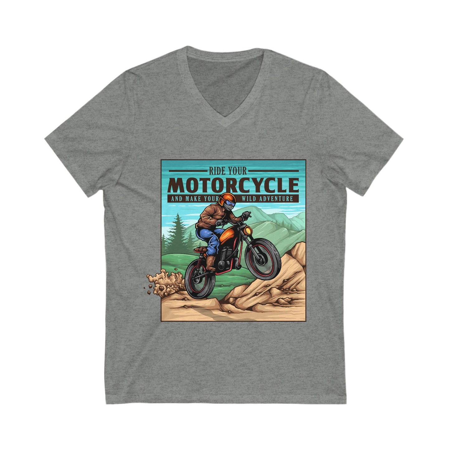 Mountain Ride - File Unisex Short Sleeve V-neck Tshirt