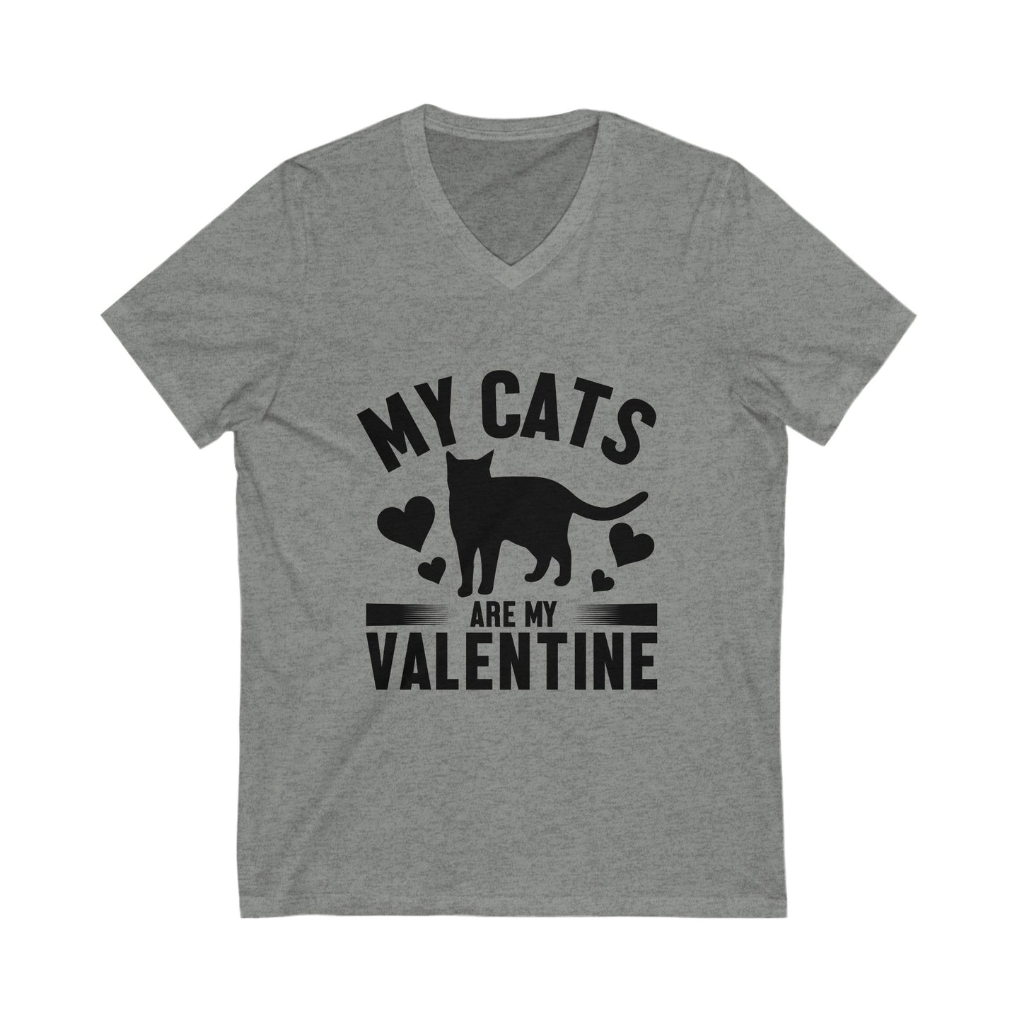 My Cats Are My Valentine Unisex Short Sleeve V-neck Tshirt