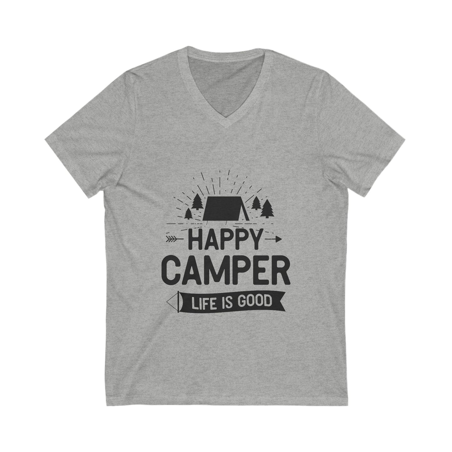 Happy Camper Unisex Short Sleeve V-neck Tshirt