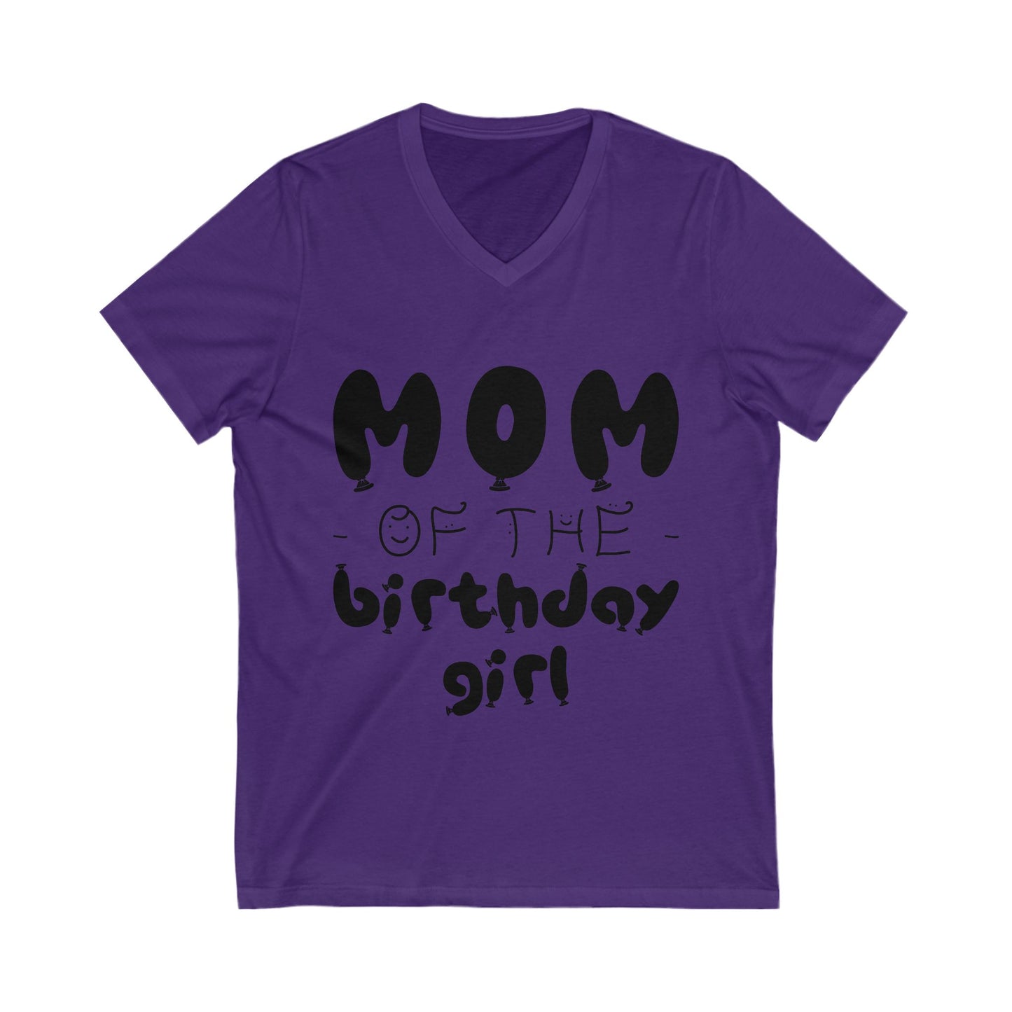 Mom Of The Birthday Girl Unisex Short Sleeve V-neck Tshirt
