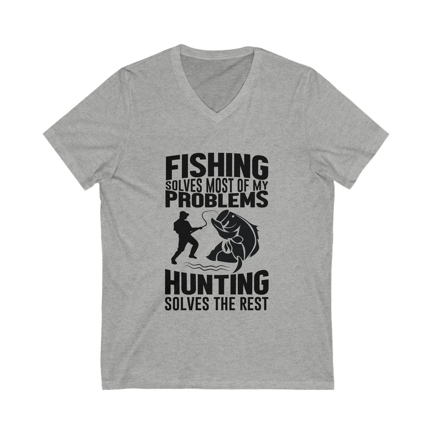 Fishing Solves My Problems Unisex Short Sleeve V-neck Tshirt