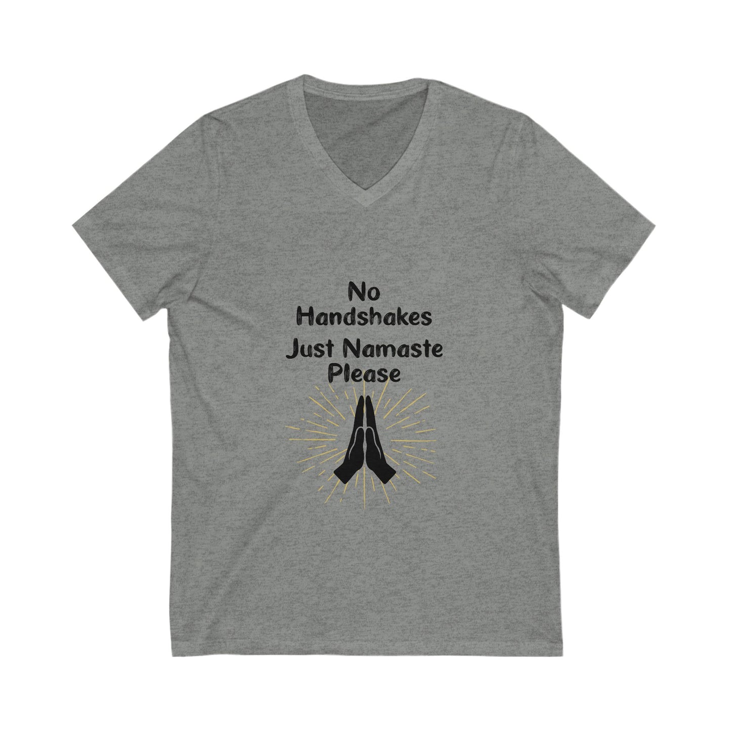 Namaste V-Neck Tee - Unisex Short Sleeve Shirt for Peaceful Living