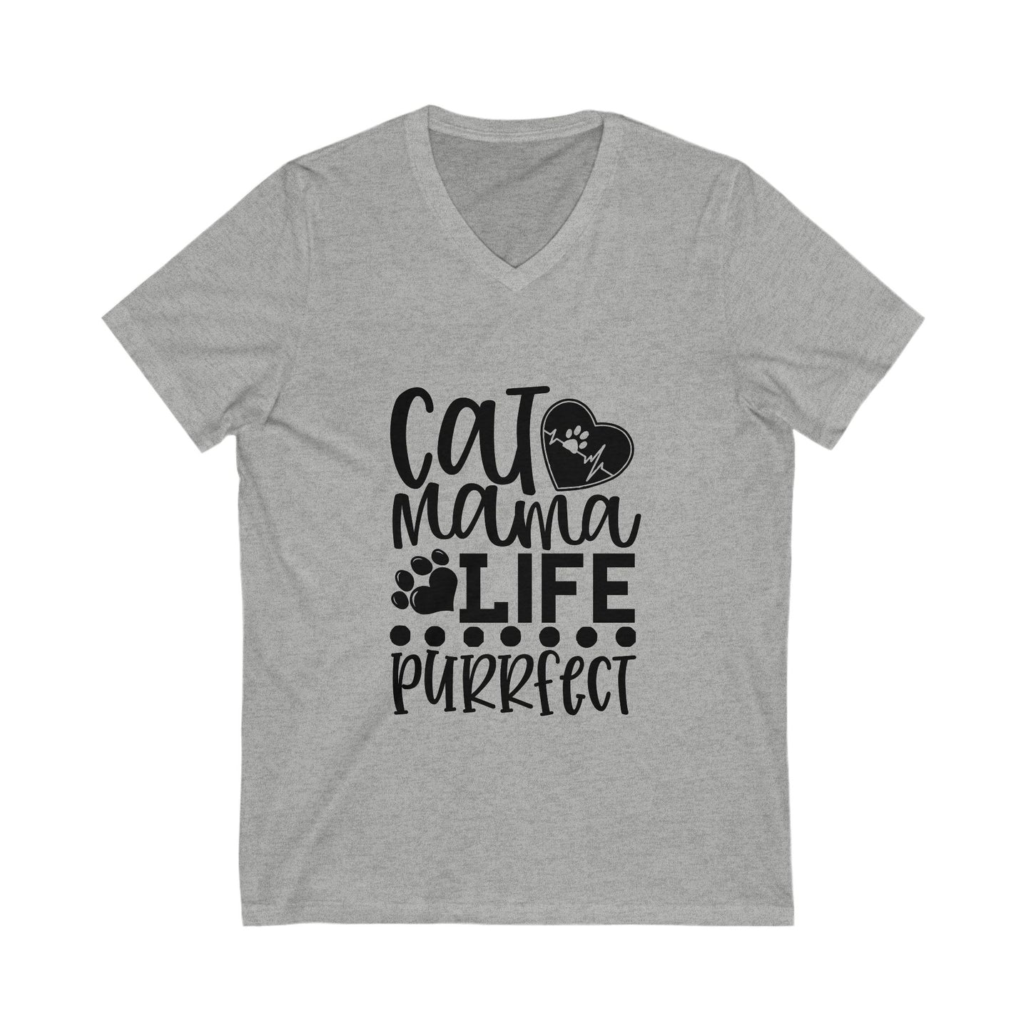 Cat Mama Life Is Purrfect Unisex Short Sleeve V-neck Tshirt