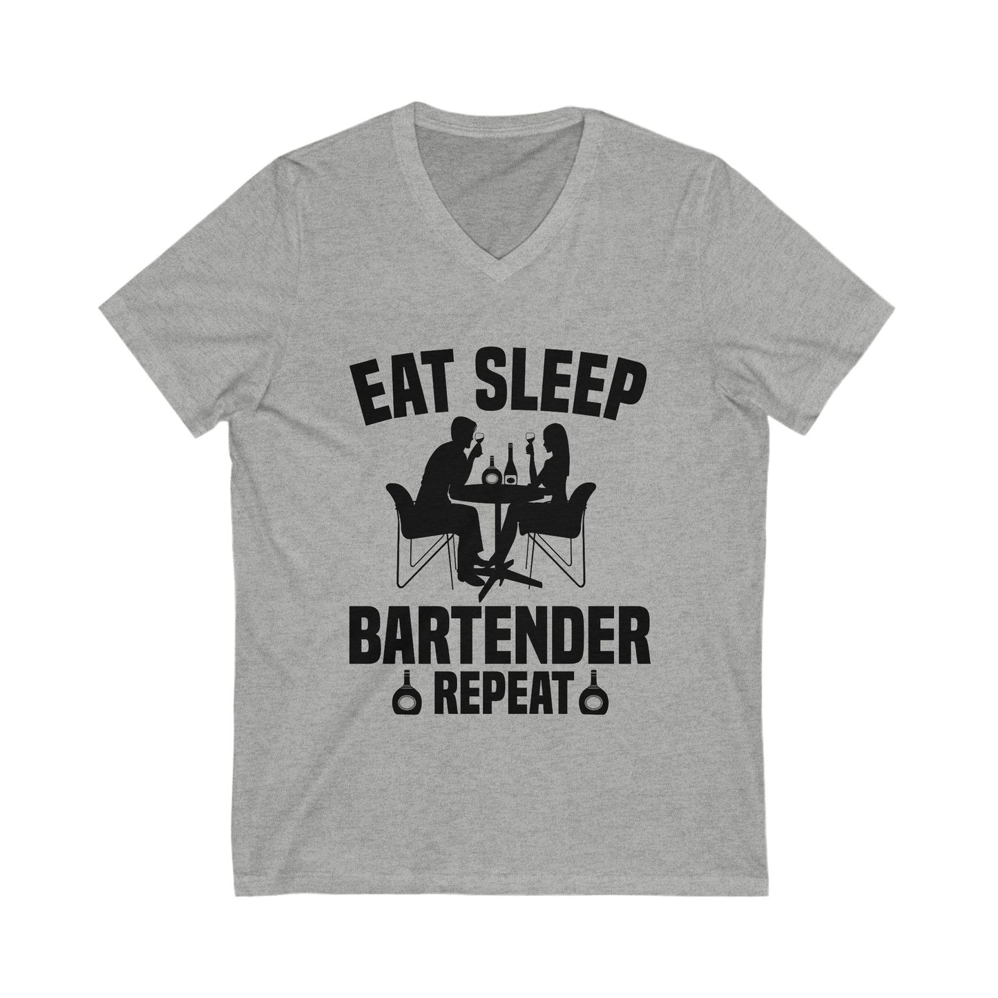 Eat Sleep Bartender Repeat Unisex Short Sleeve V-neck Tshirt