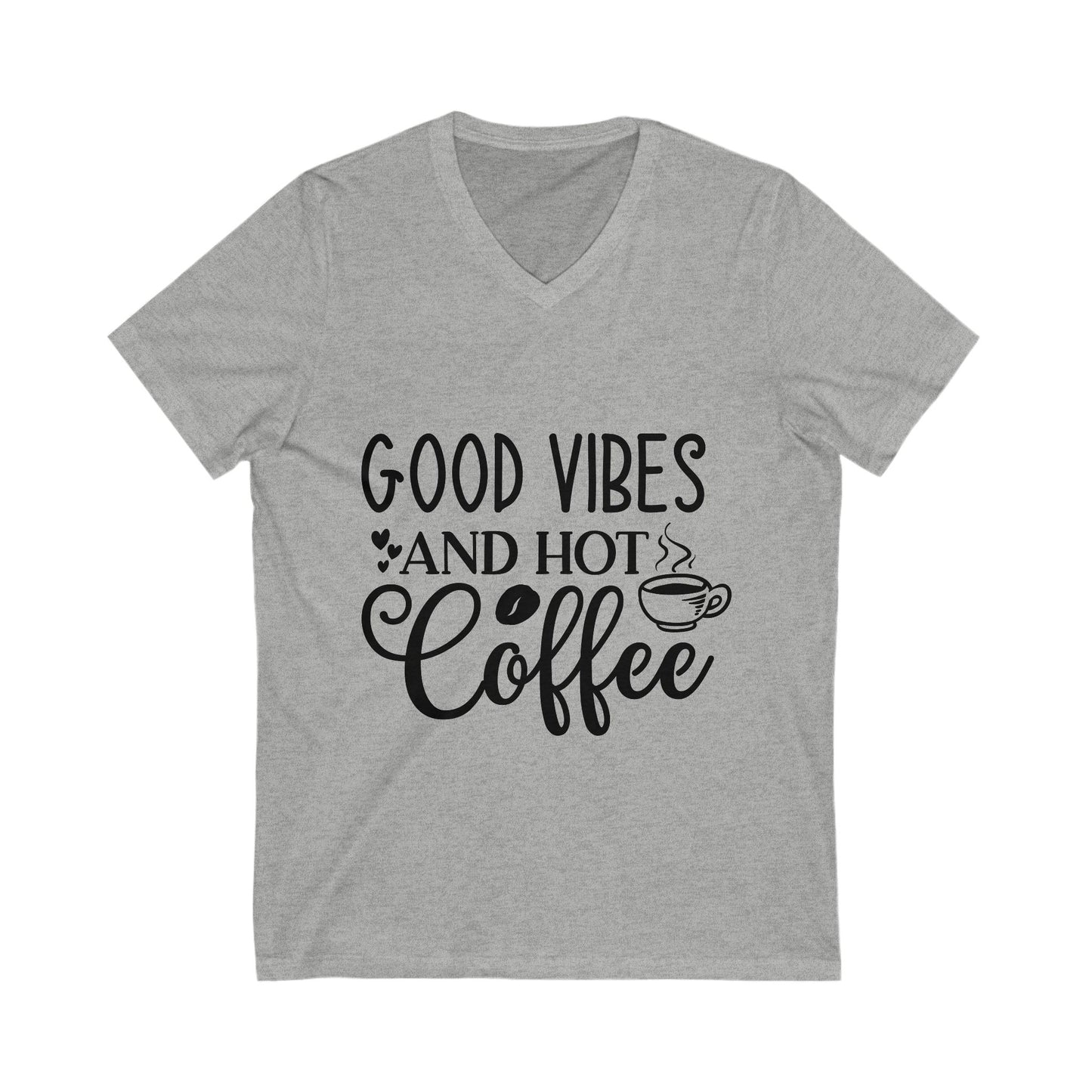 Good Vibes And Hot Coffee Unisex Short Sleeve V-neck Tshirt