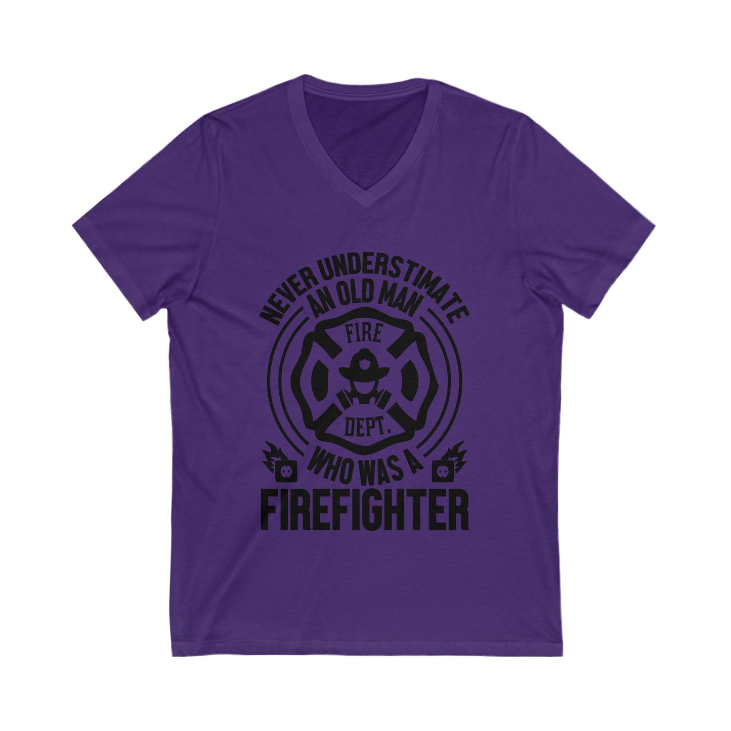 Never Understimate An Old Man Who As A Firefighter Unisex Short Sleeve V-neck Tshirt