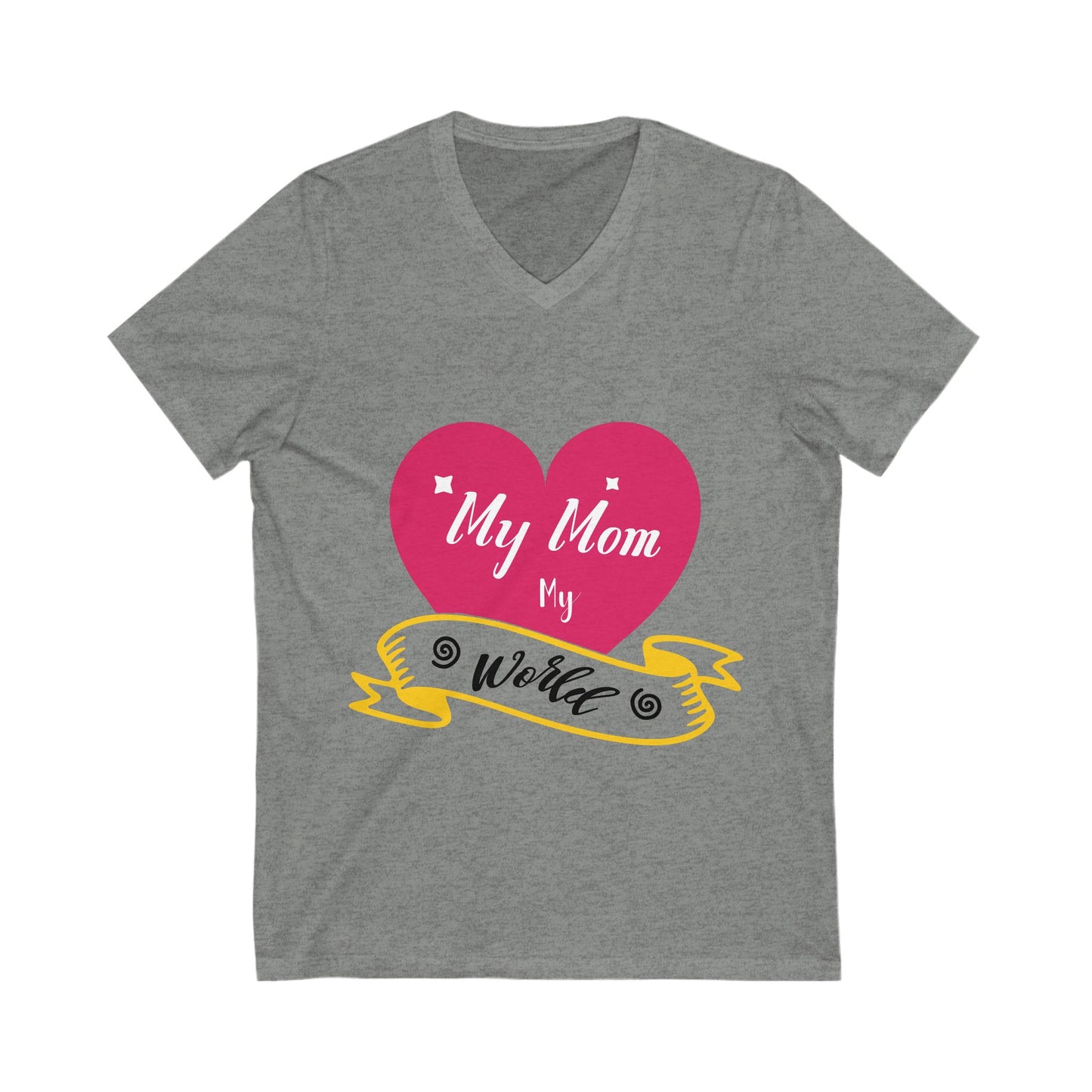 My Mom My World Unisex Short Sleeve V-neck Tshirt