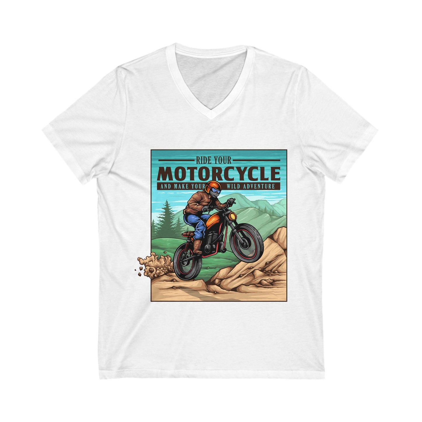 Mountain Ride - File Unisex Short Sleeve V-neck Tshirt