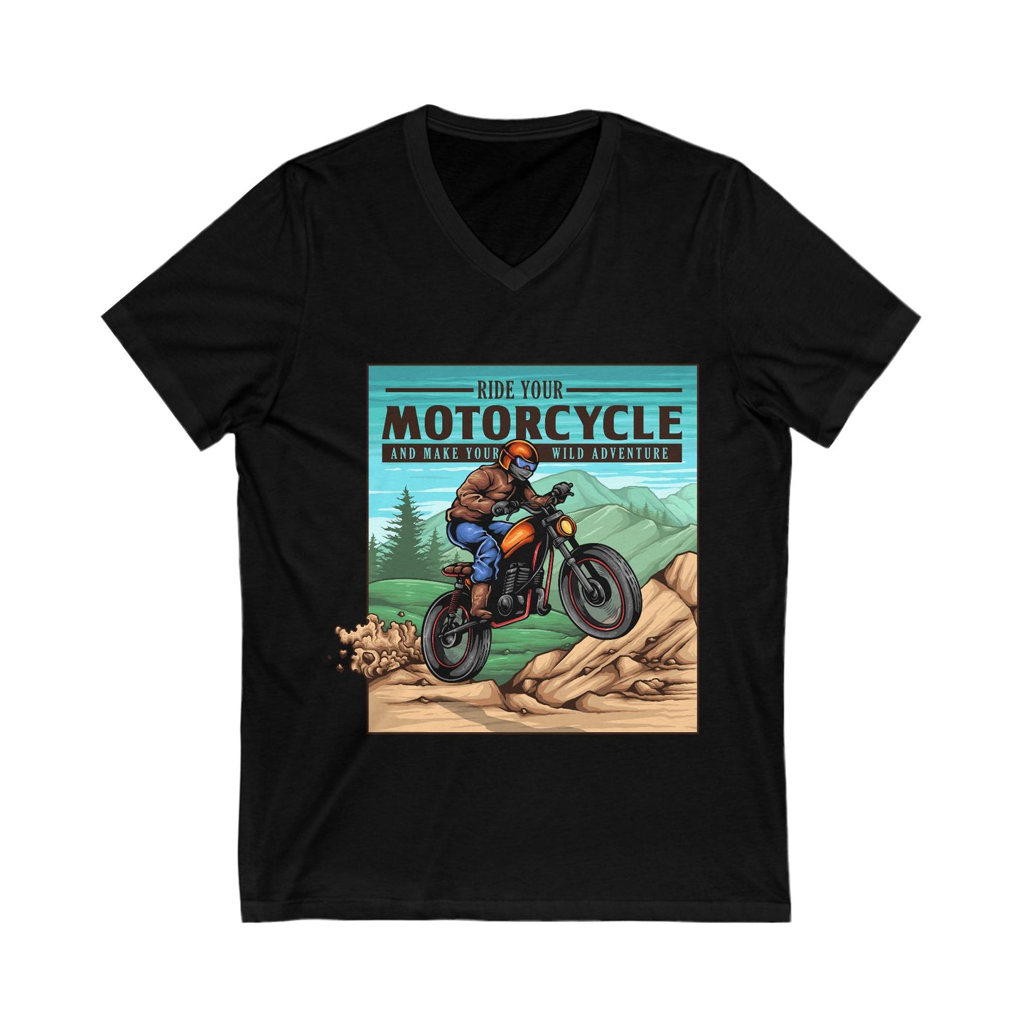 Mountain Ride - File Unisex Short Sleeve V-neck Tshirt