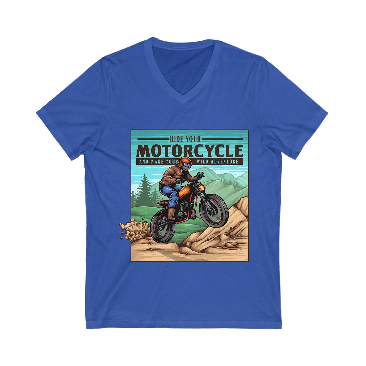 Mountain Ride - File Unisex Short Sleeve V-neck Tshirt
