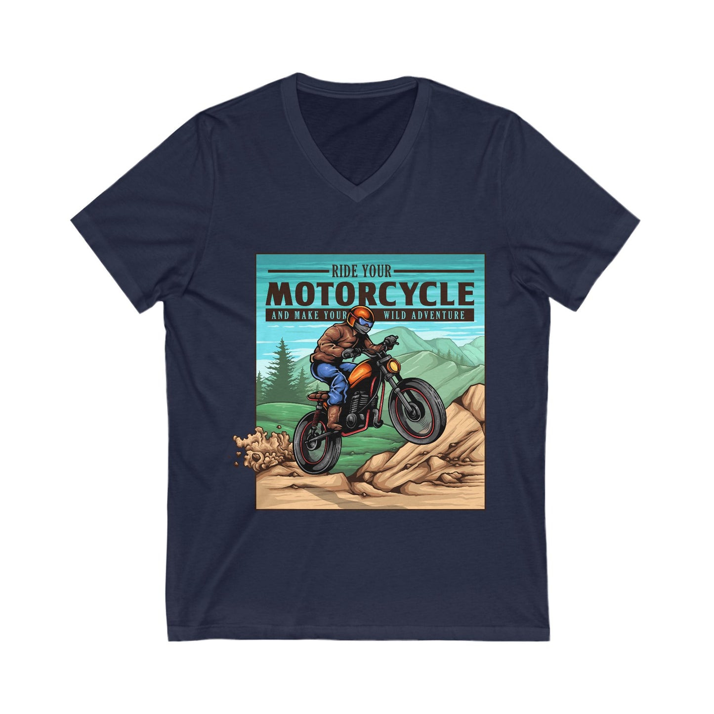 Mountain Ride - File Unisex Short Sleeve V-neck Tshirt