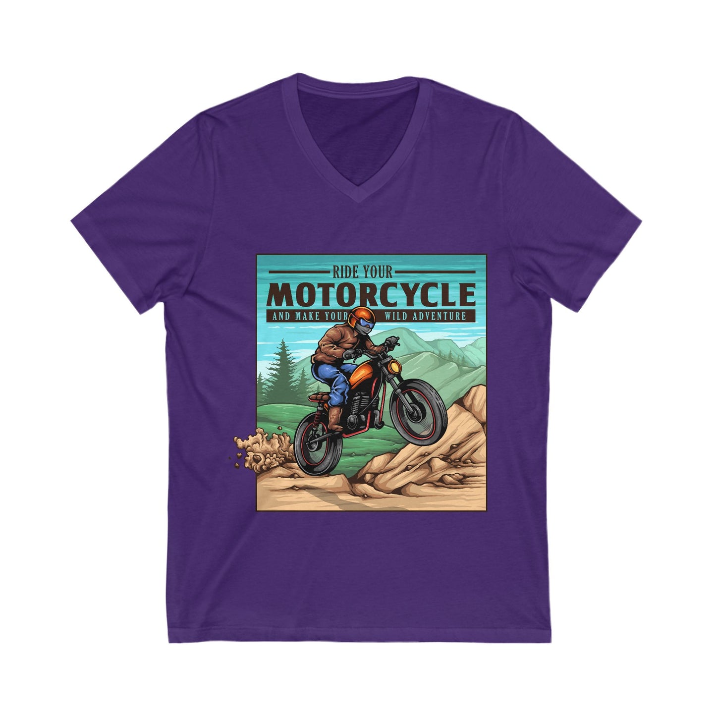 Mountain Ride - File Unisex Short Sleeve V-neck Tshirt