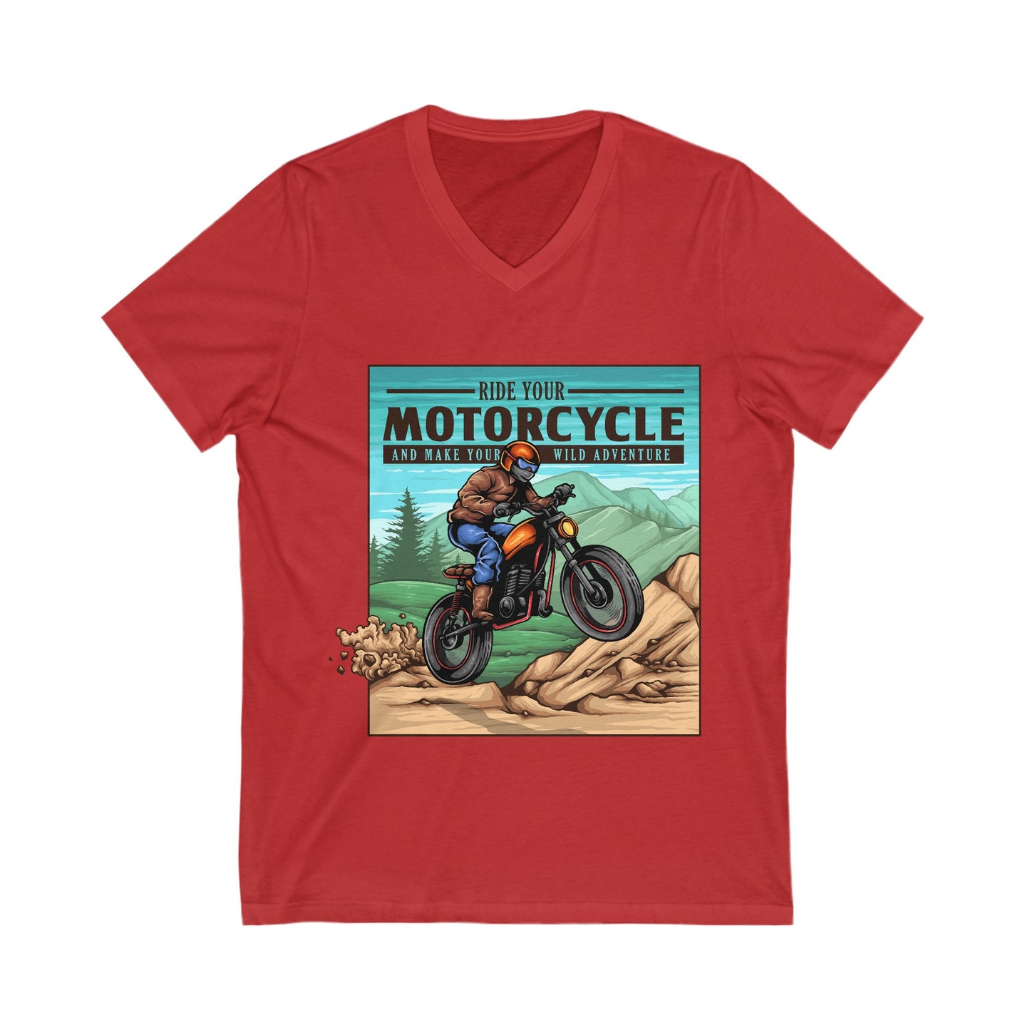 Mountain Ride - File Unisex Short Sleeve V-neck Tshirt