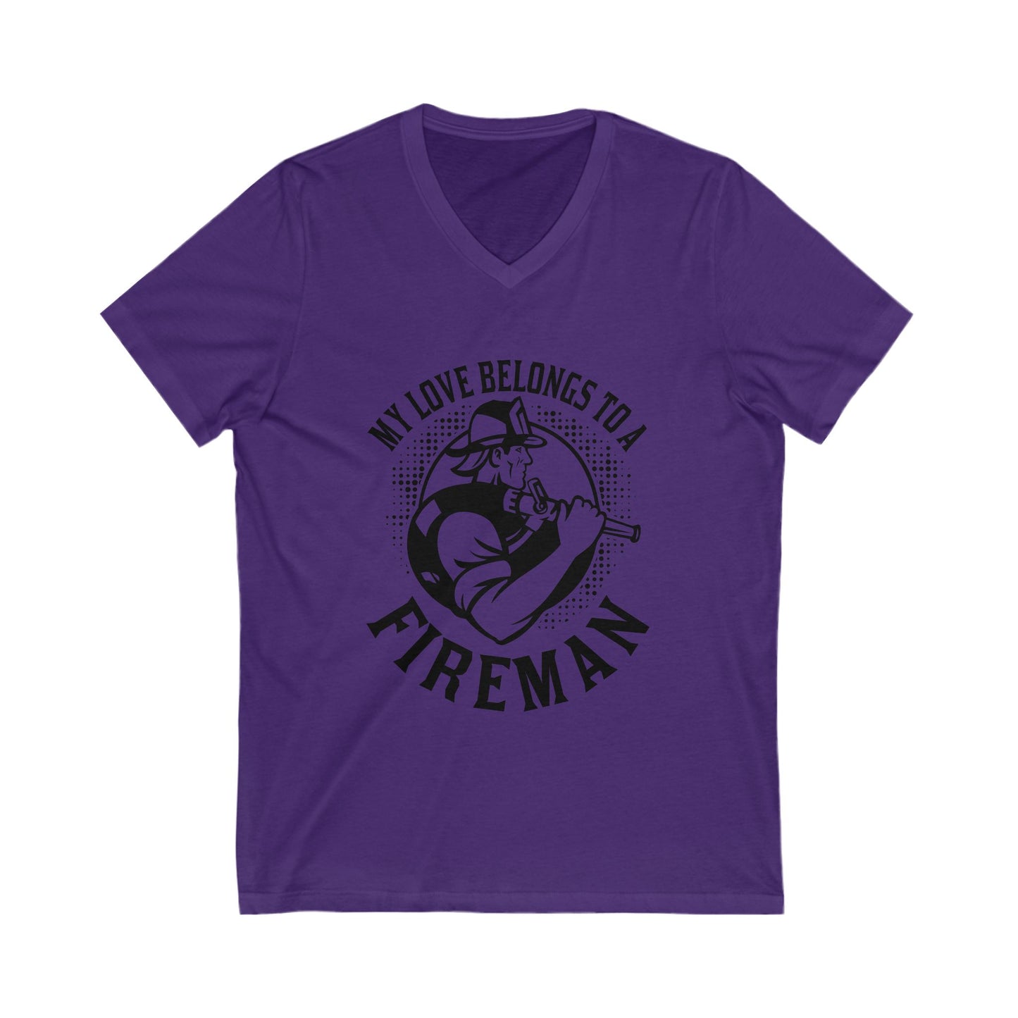 My Love Belongs To A Fireman Unisex Short Sleeve V-neck Tshirt