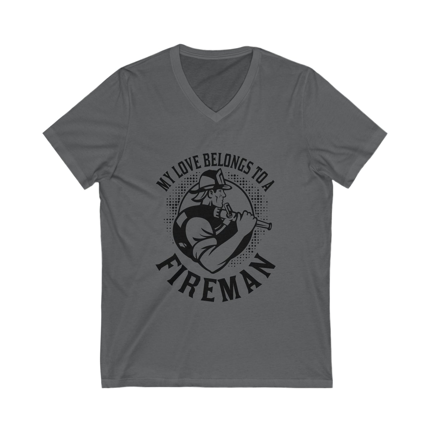My Love Belongs To A Fireman Unisex Short Sleeve V-neck Tshirt