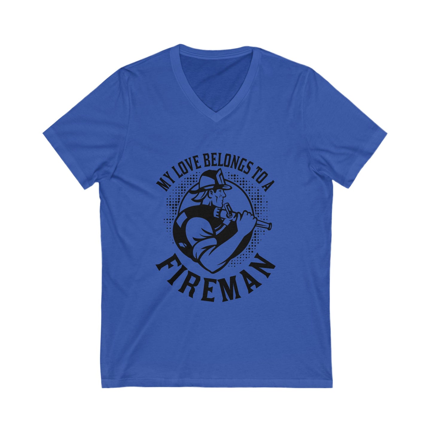 My Love Belongs To A Fireman Unisex Short Sleeve V-neck Tshirt