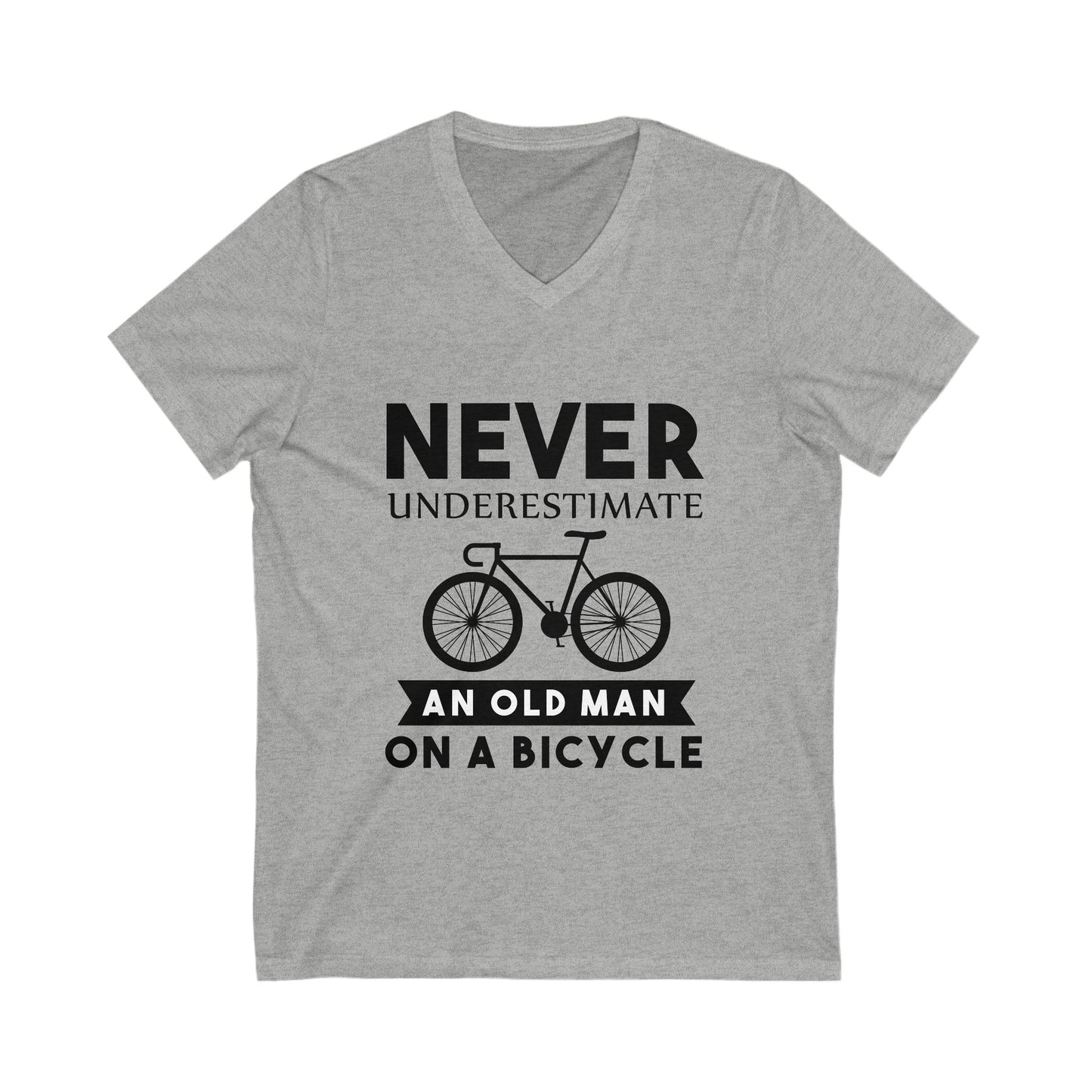 Never Underestimate An Old Man On A Bicycle Unisex Short Sleeve V-neck Tshirt