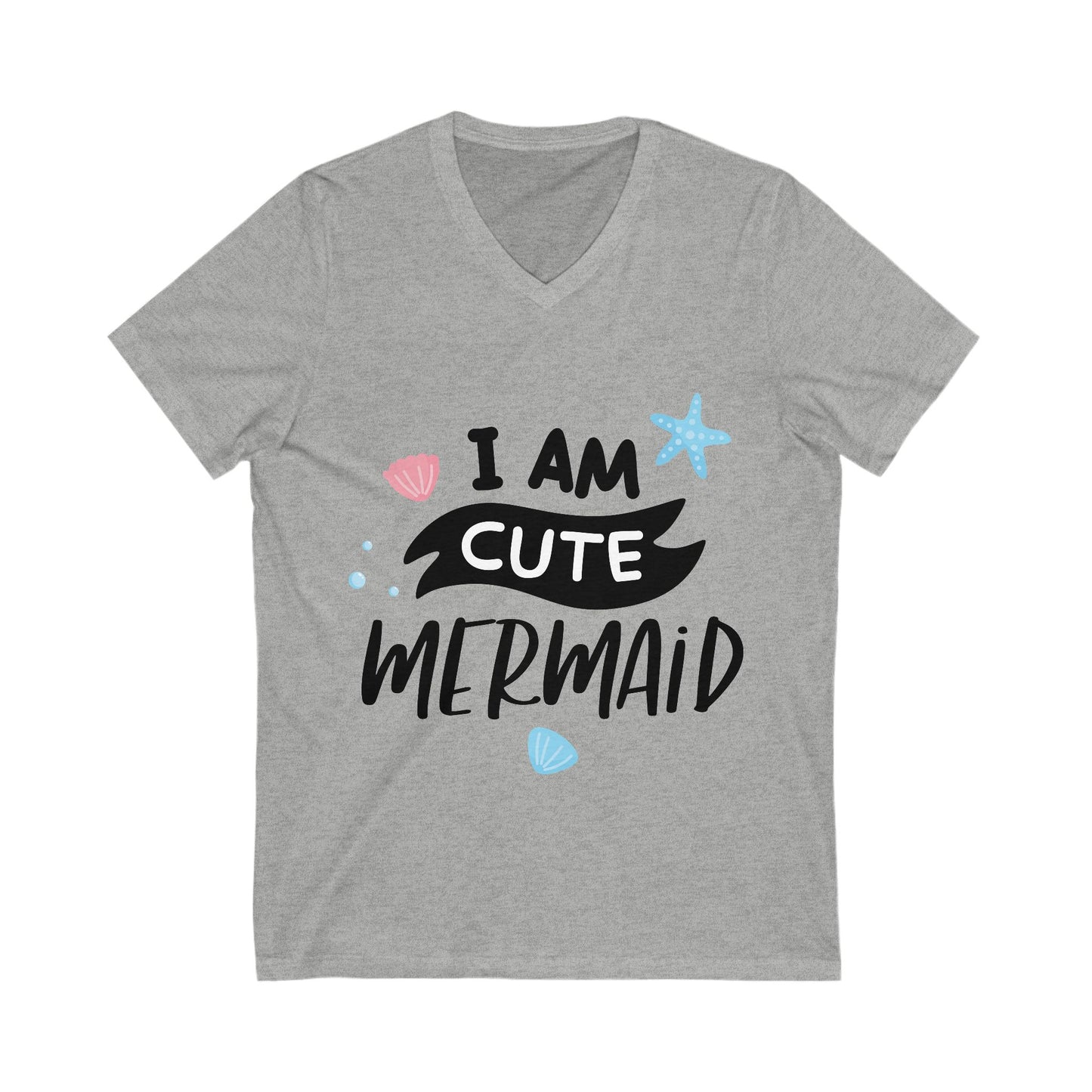 I Am A Cute Mermaid Unisex Short Sleeve V-neck Tshirt