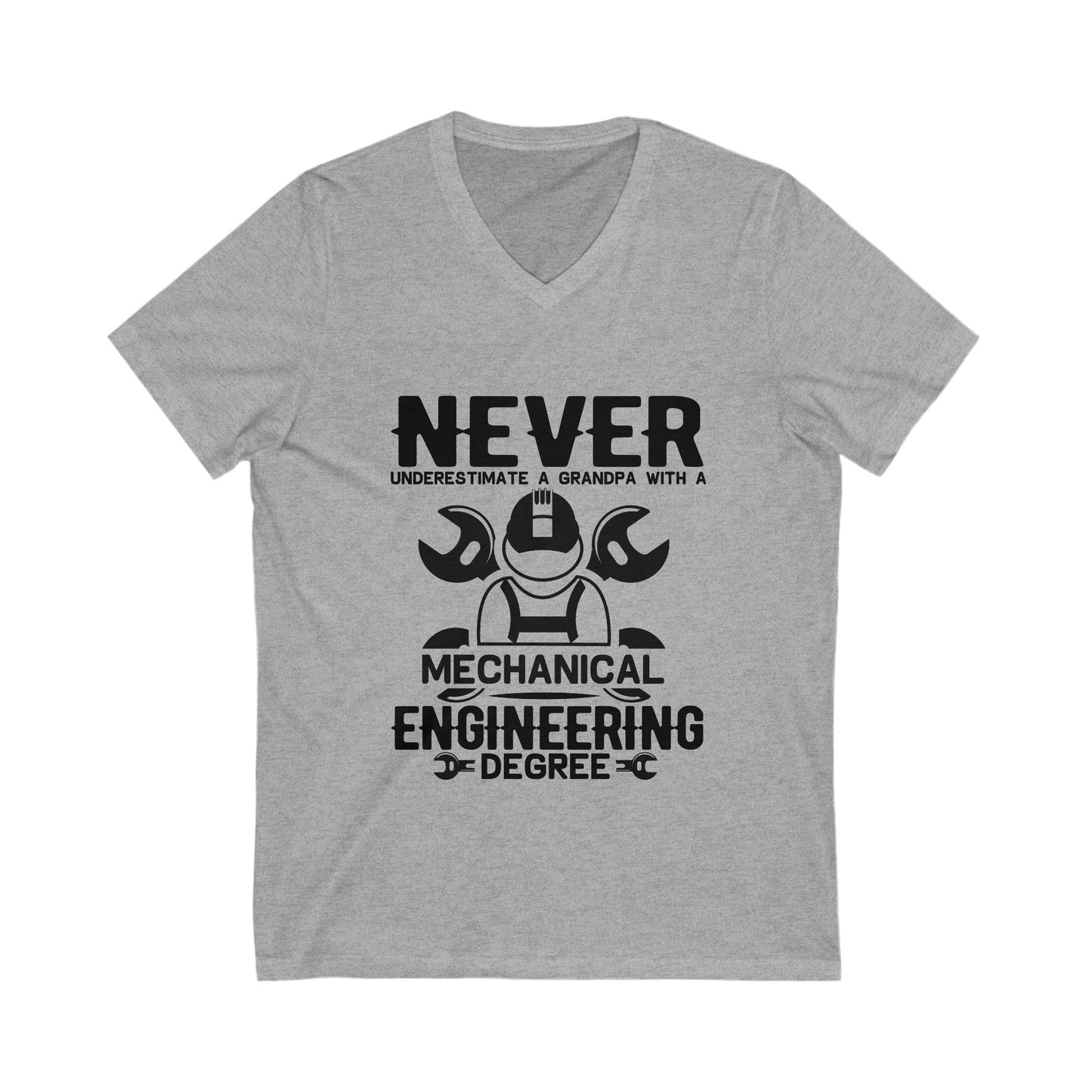 Never Underestimate A Grandpa With A Mechanical Engineering Degree Unisex Short Sleeve V-neck Tshirt