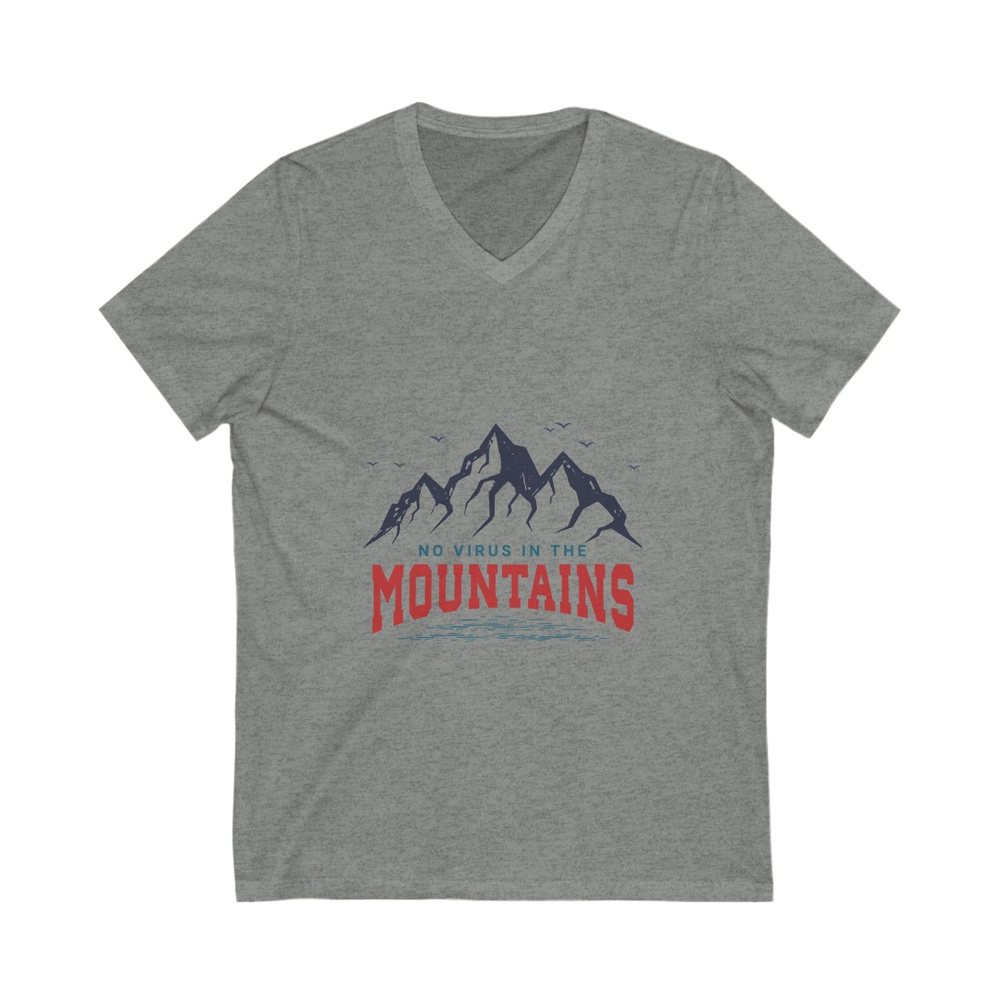 Mountains Vibe Unisex V-Neck Tee - "No Virus in the Mountains"