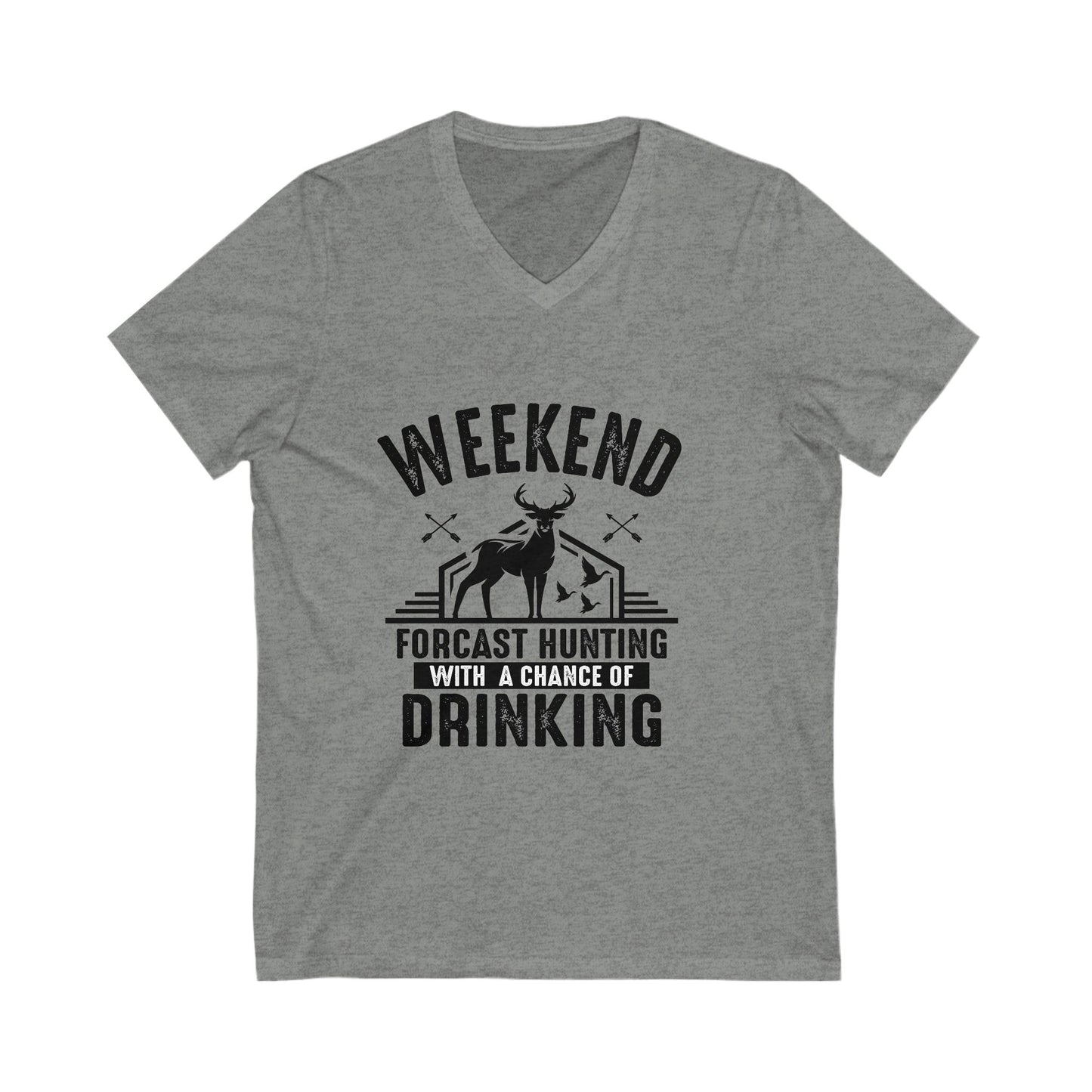 Hunting With A Chance Of Drinking Unisex Short Sleeve V-neck Tshirt