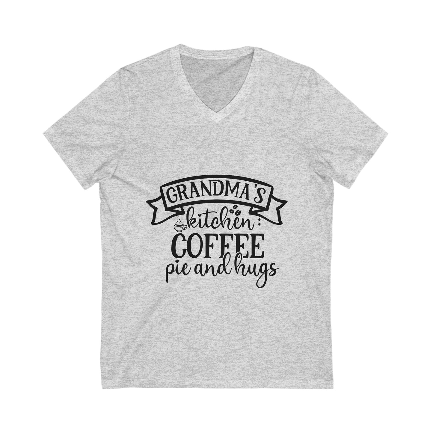 Grandma'S Kitchen Coffee, Pie And Hugs Unisex Short Sleeve V-neck Tshirt