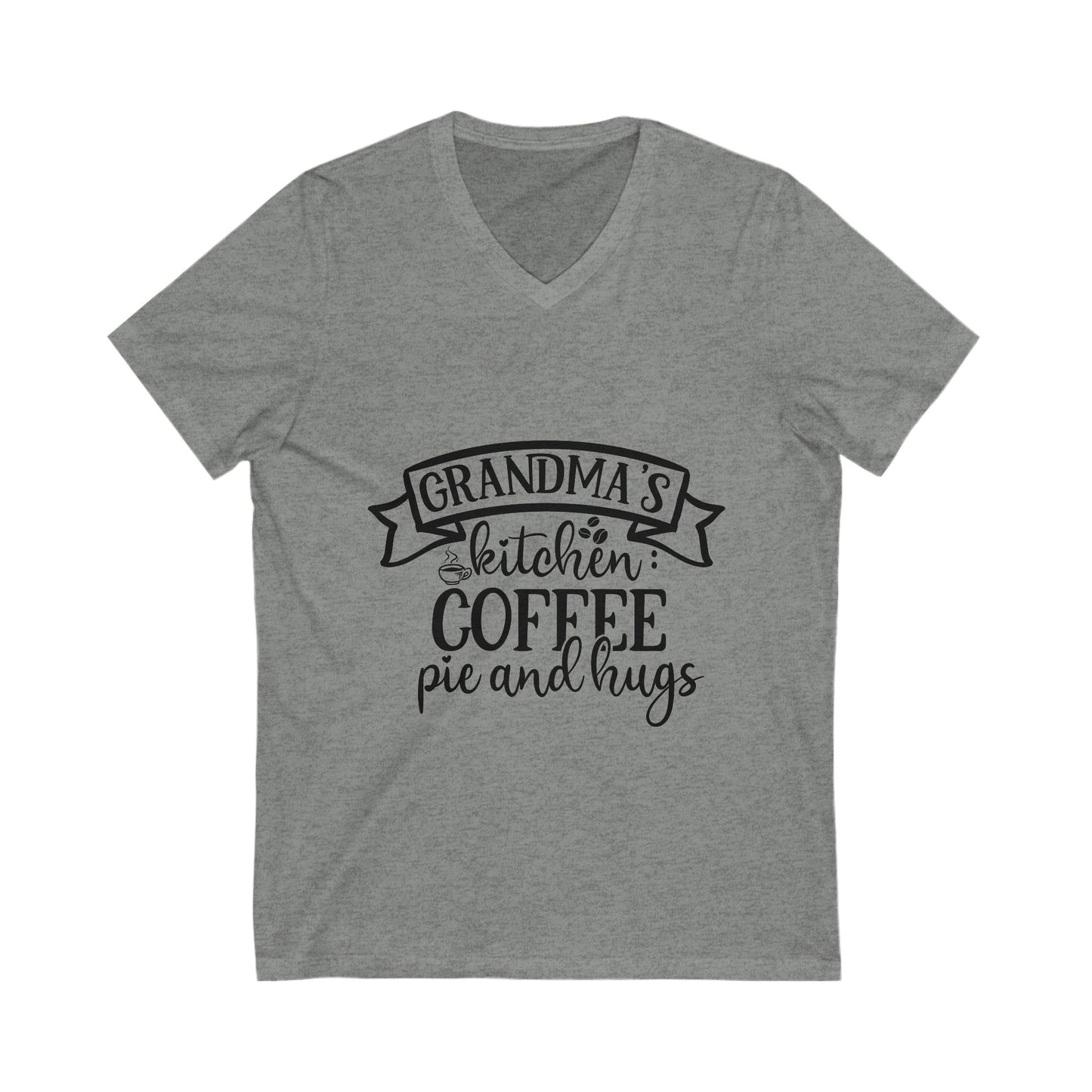 Grandma'S Kitchen Coffee, Pie And Hugs Unisex Short Sleeve V-neck Tshirt