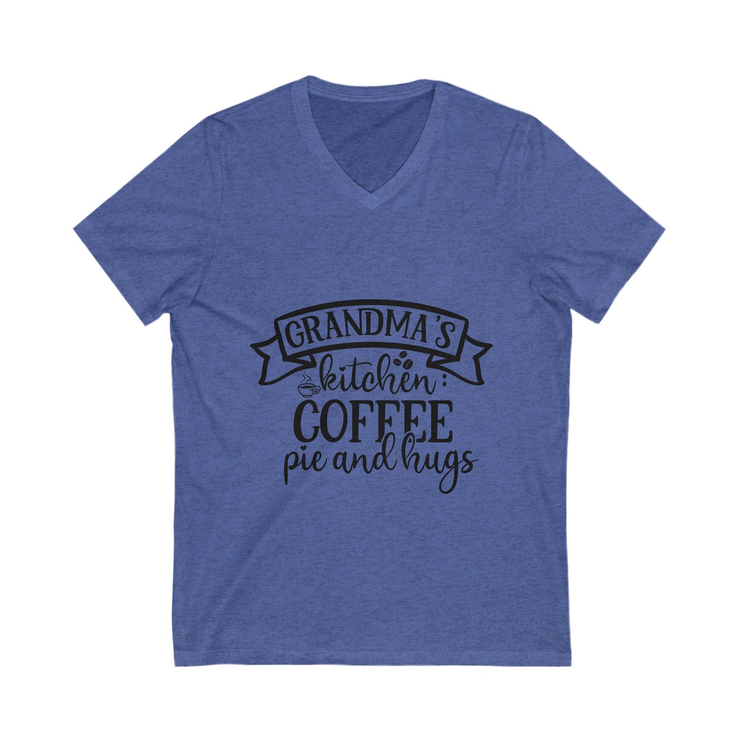 Grandma'S Kitchen Coffee, Pie And Hugs Unisex Short Sleeve V-neck Tshirt