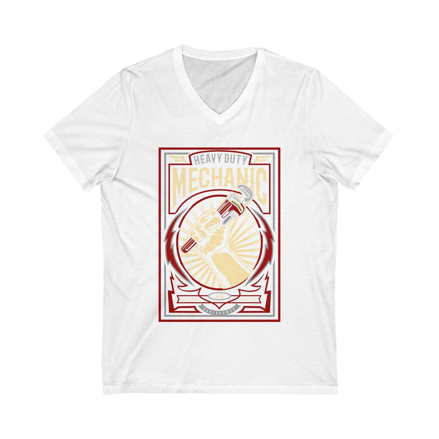 Mechanic Unisex Short Sleeve V-neck Tshirt