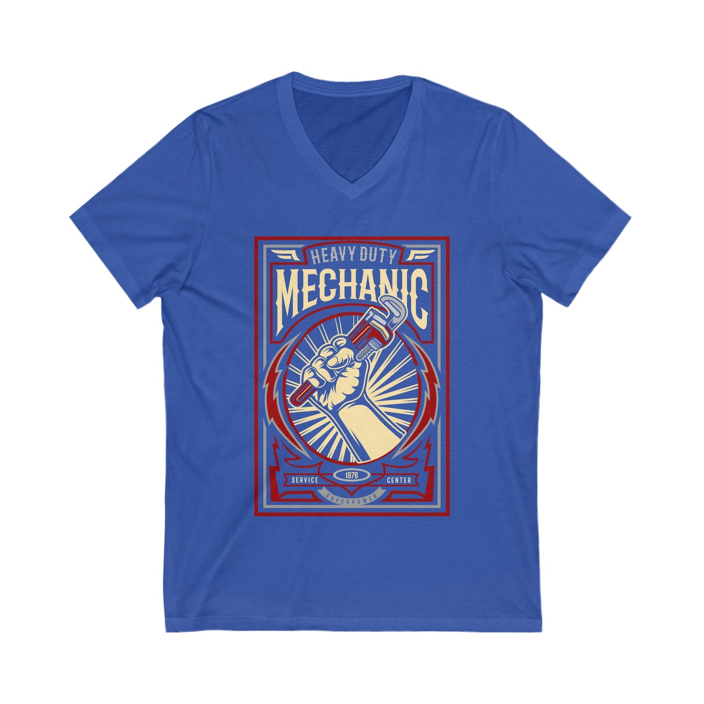 Mechanic Unisex Short Sleeve V-neck Tshirt