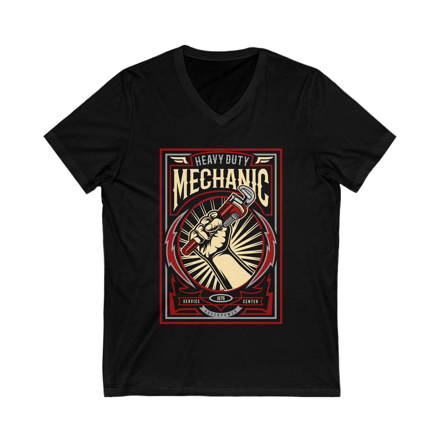 Mechanic Unisex Short Sleeve V-neck Tshirt