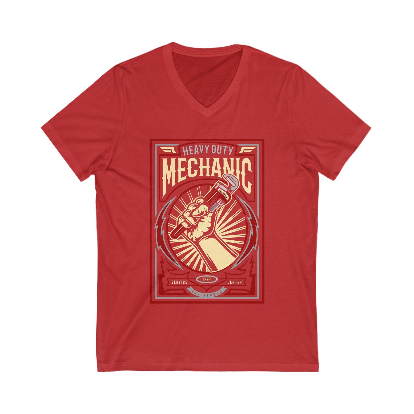 Mechanic Unisex Short Sleeve V-neck Tshirt