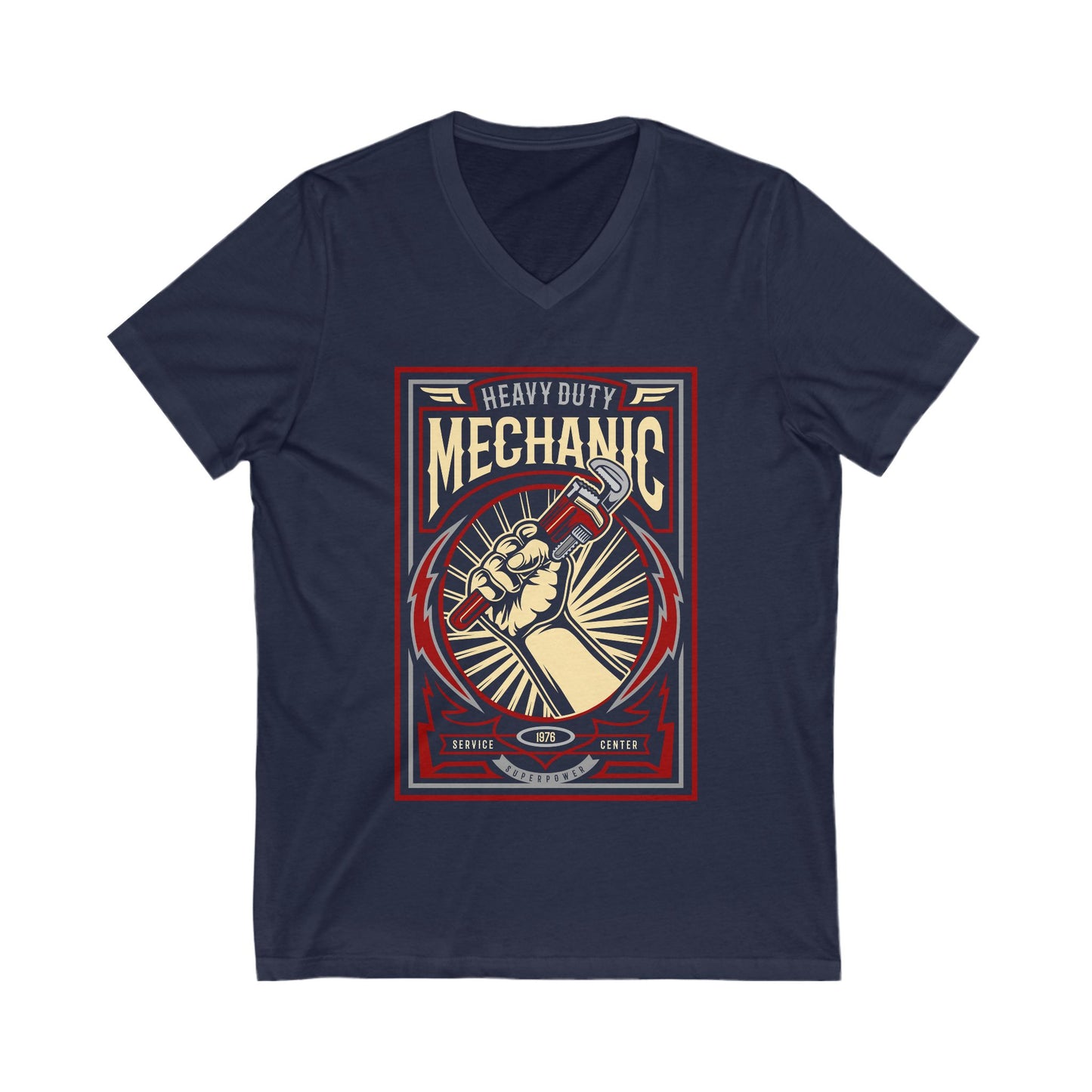 Mechanic Unisex Short Sleeve V-neck Tshirt