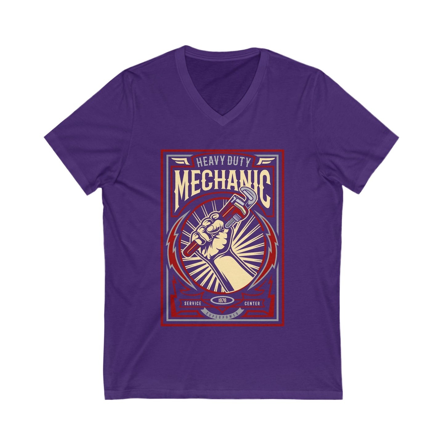 Mechanic Unisex Short Sleeve V-neck Tshirt