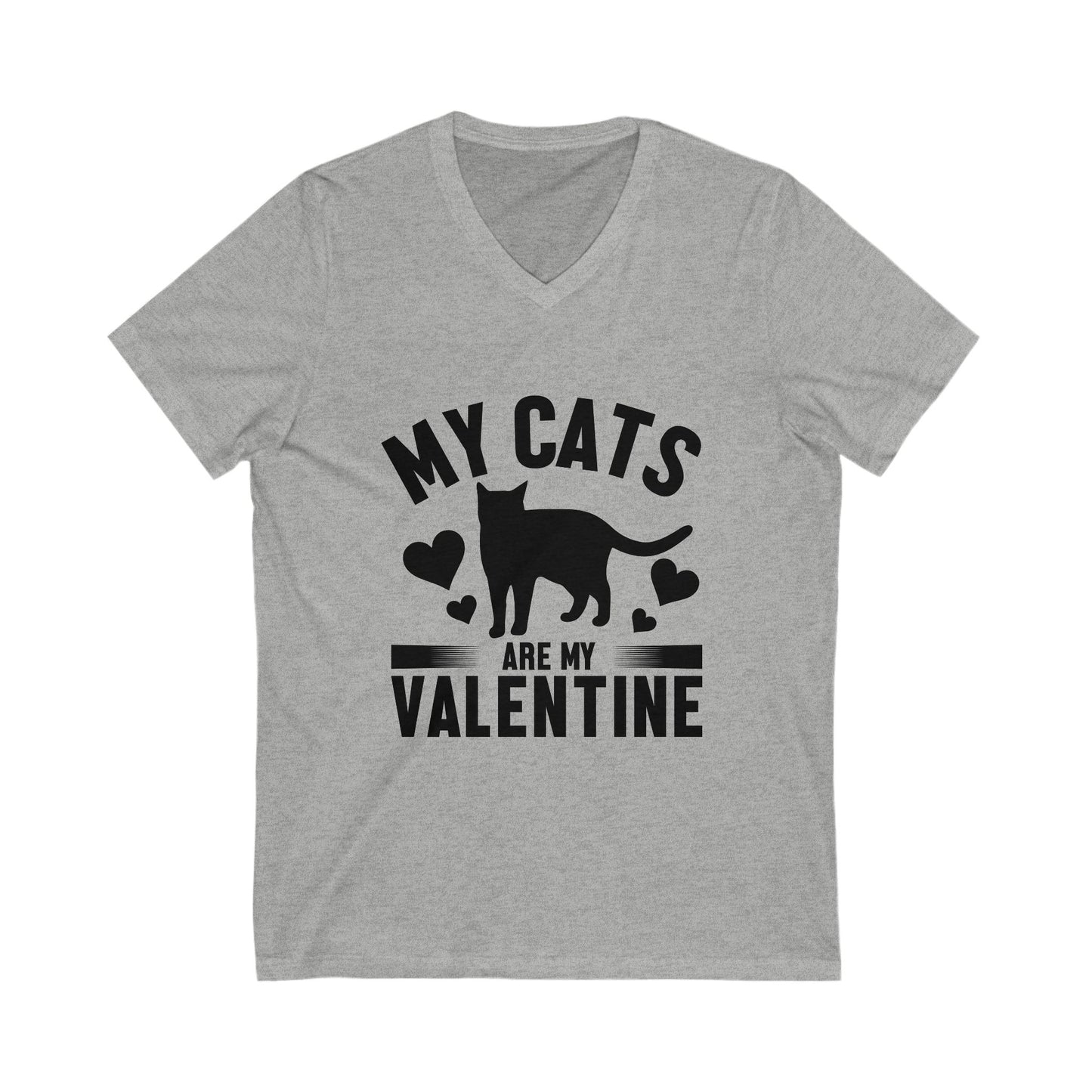My Cats Are My Valentine Unisex Short Sleeve V-neck Tshirt