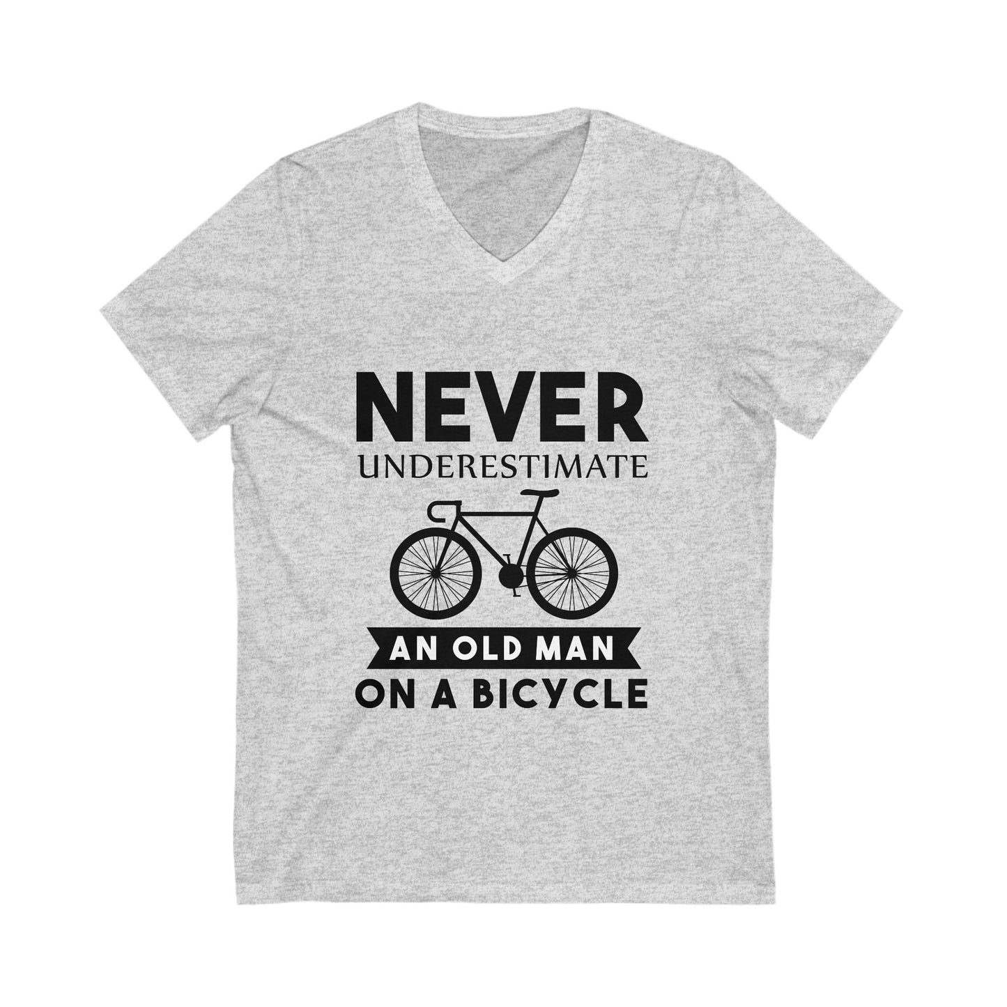 Never Underestimate An Old Man On A Bicycle Unisex Short Sleeve V-neck Tshirt