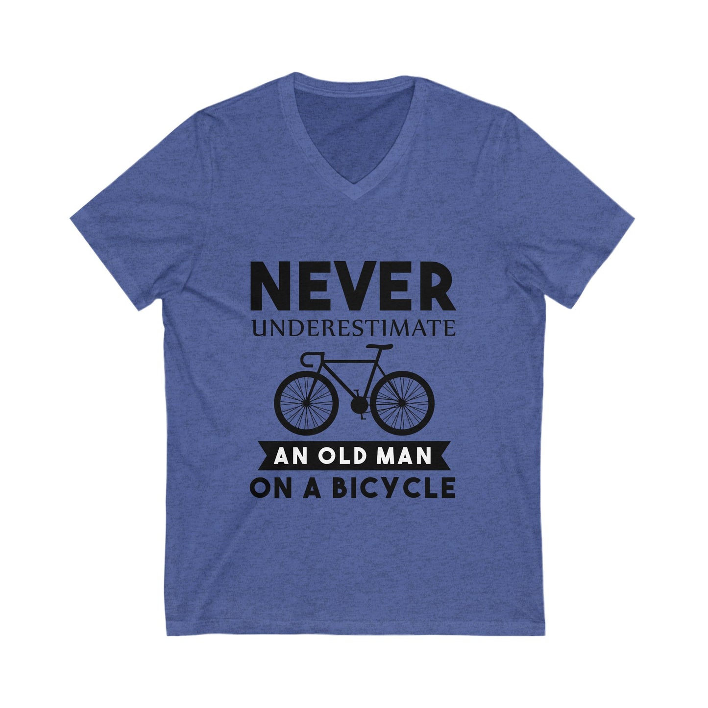Never Underestimate An Old Man On A Bicycle Unisex Short Sleeve V-neck Tshirt