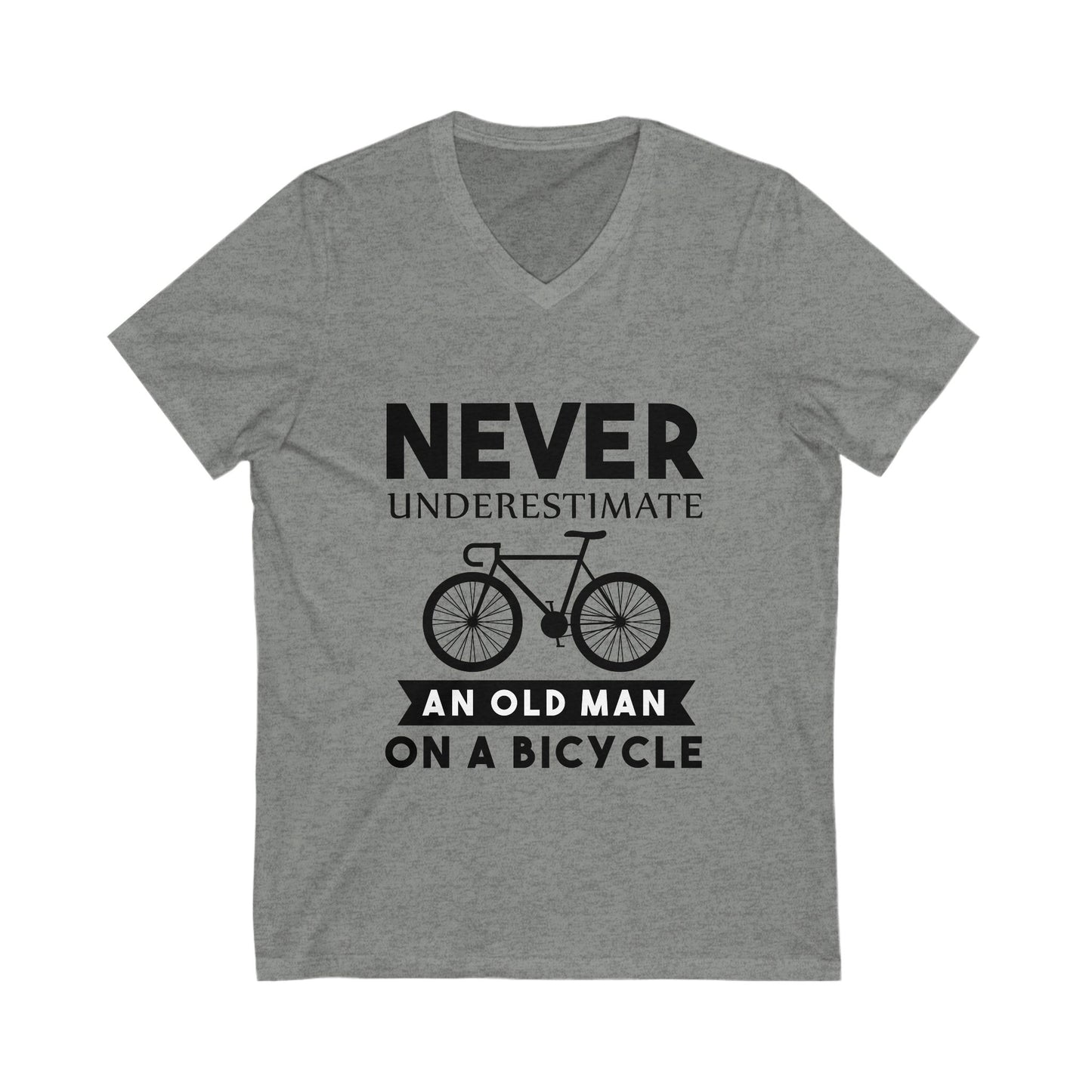 Never Underestimate An Old Man On A Bicycle Unisex Short Sleeve V-neck Tshirt