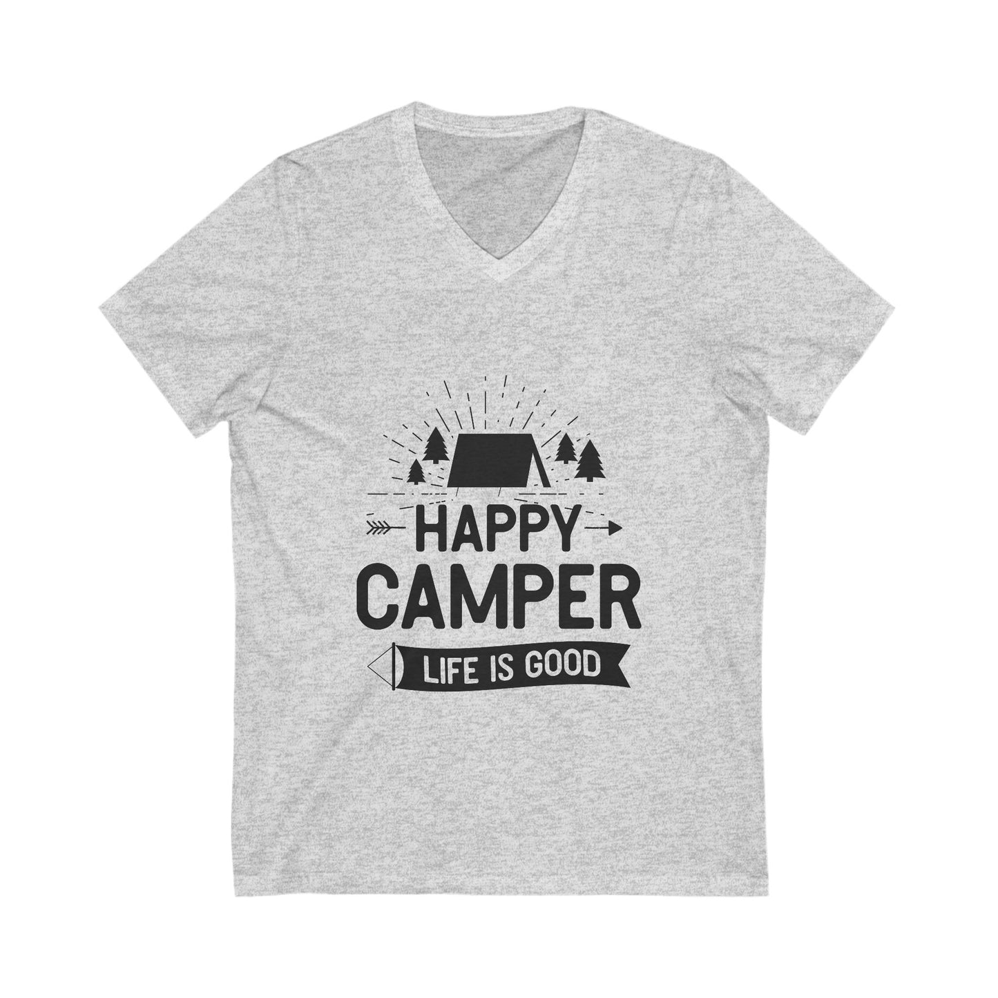 Happy Camper Unisex Short Sleeve V-neck Tshirt