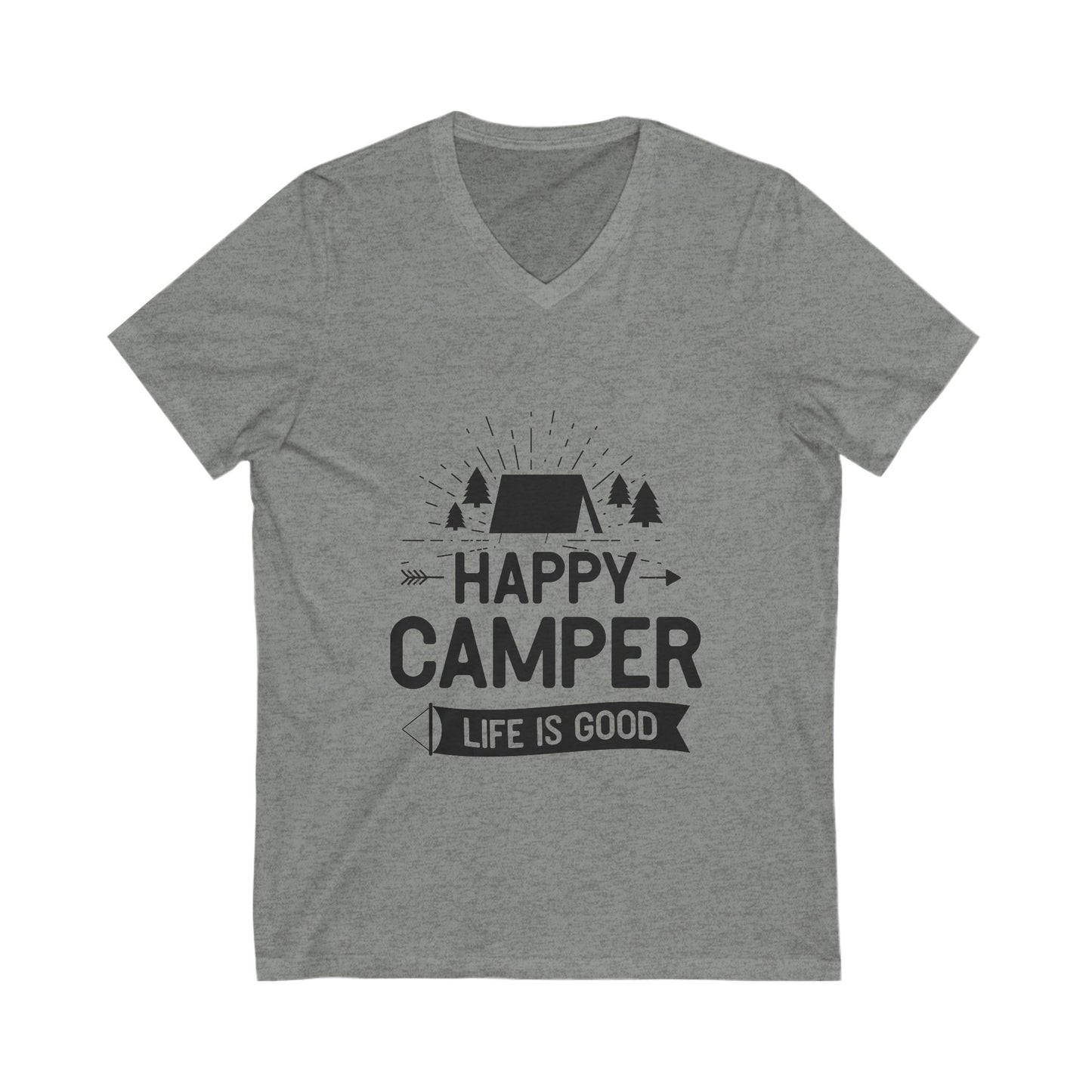 Happy Camper Unisex Short Sleeve V-neck Tshirt