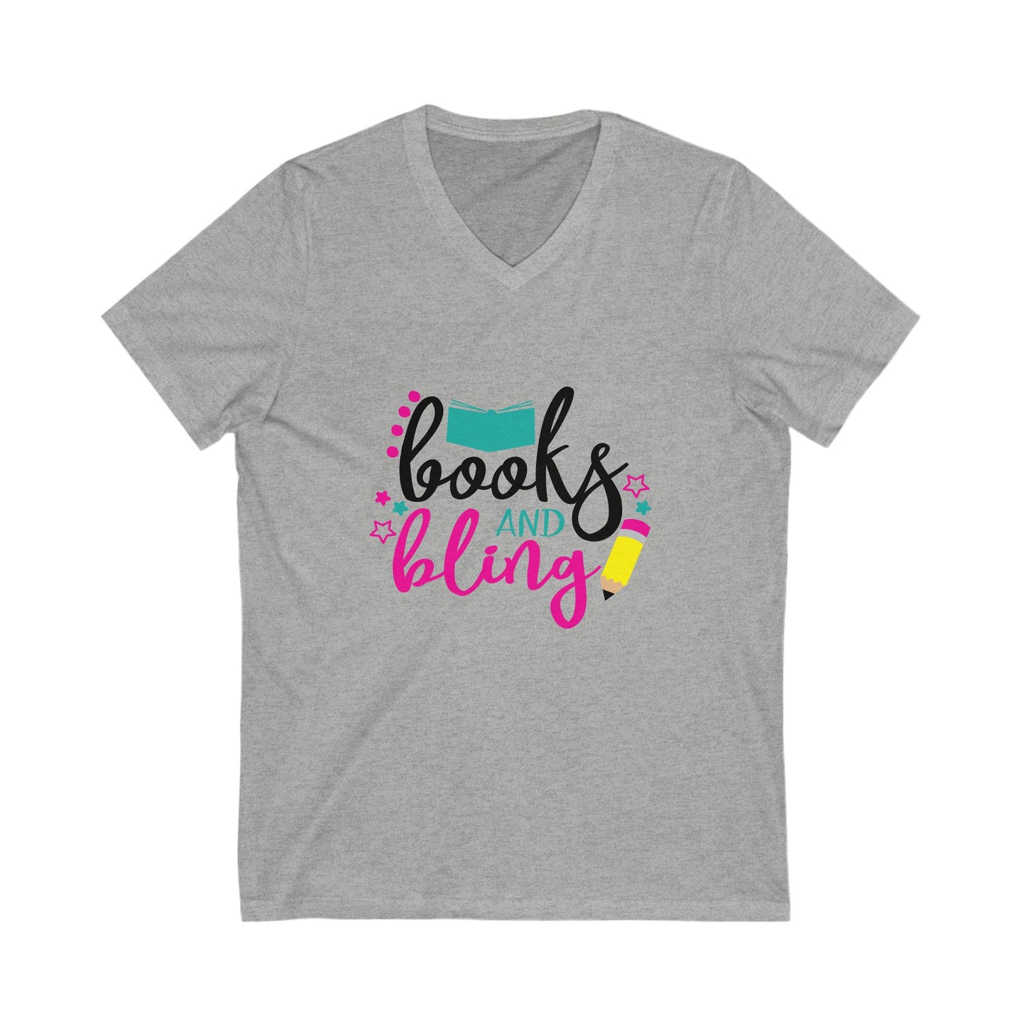 Books And Bling Unisex Short Sleeve V-neck Tshirt