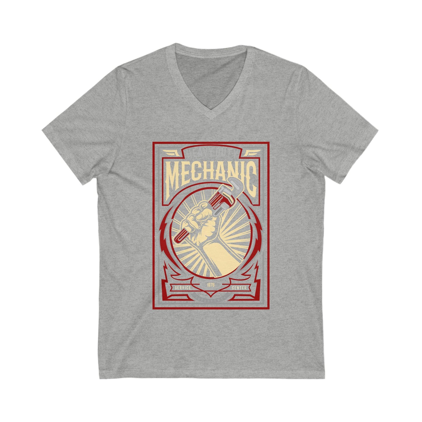 Mechanic Unisex Short Sleeve V-neck Tshirt