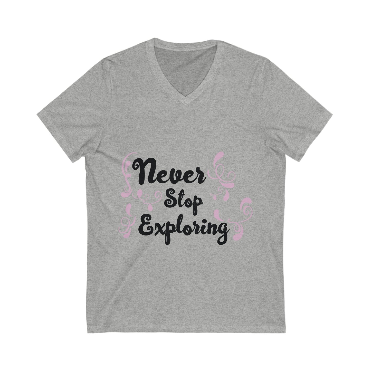 Never Stop Exploring Unisex Short Sleeve V-neck Tshirt