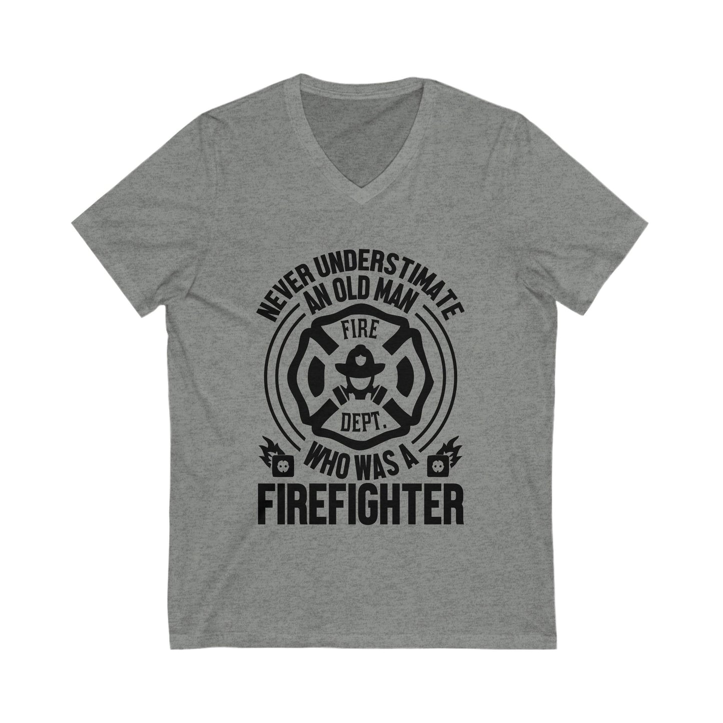 Never Understimate An Old Man Who As A Firefighter Unisex Short Sleeve V-neck Tshirt