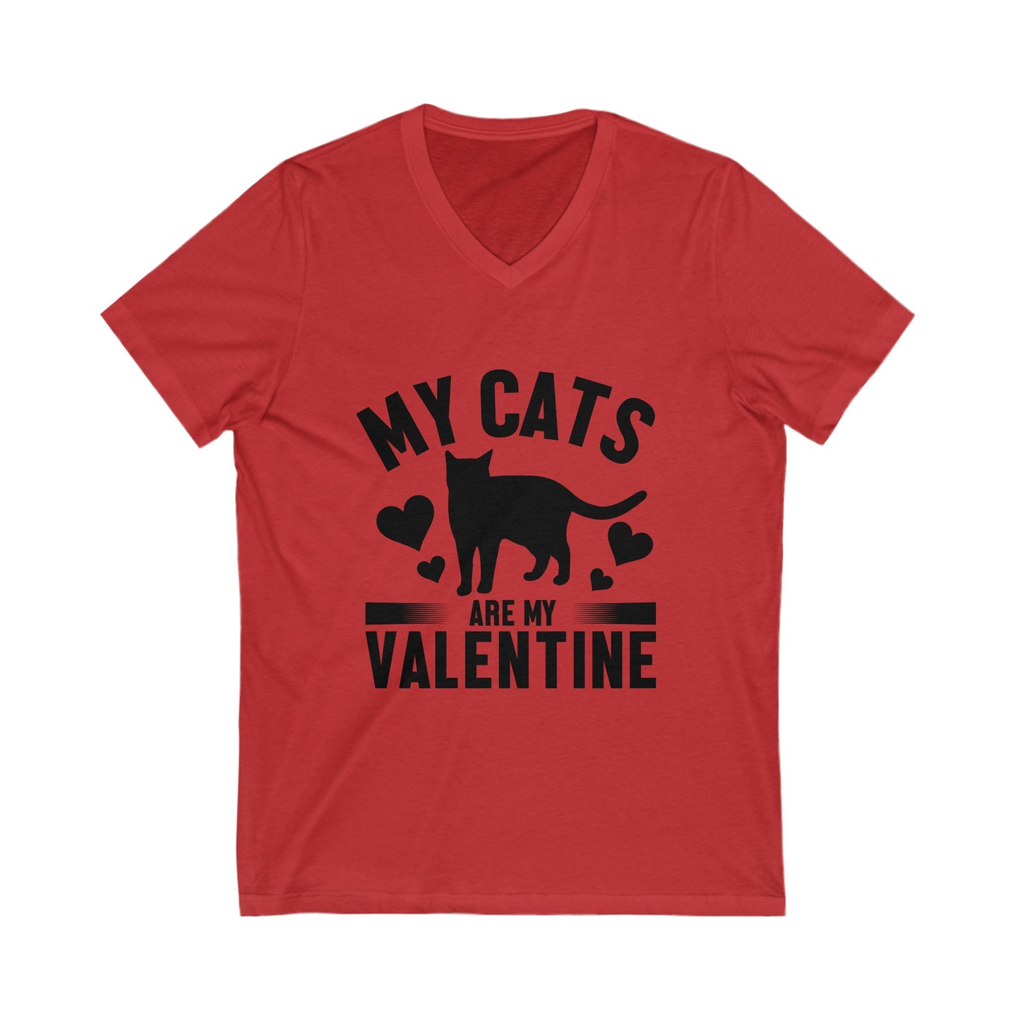 My Cats Are My Valentine Unisex Short Sleeve V-neck Tshirt