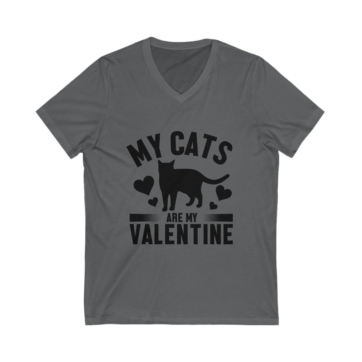 My Cats Are My Valentine Unisex Short Sleeve V-neck Tshirt