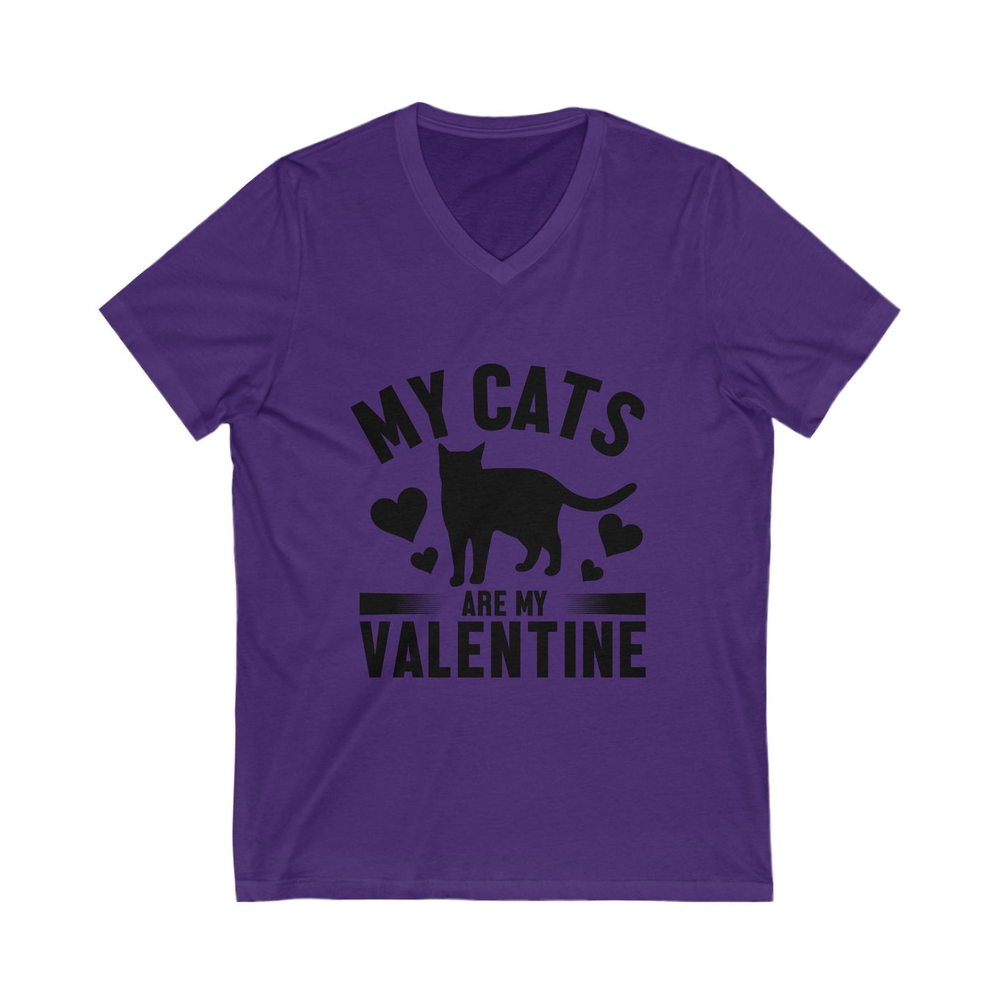 My Cats Are My Valentine Unisex Short Sleeve V-neck Tshirt
