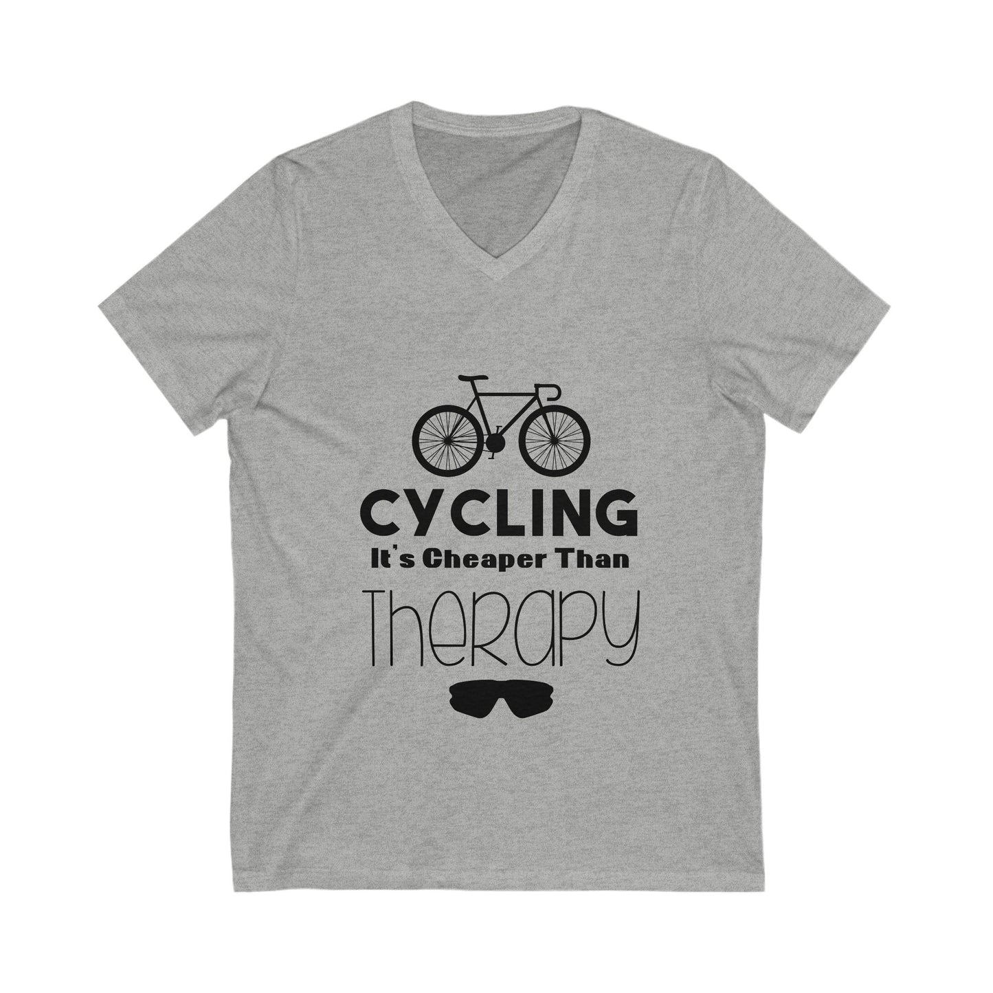 Cycling It'S Cheaper Than Therapy Unisex Short Sleeve V-neck Tshirt